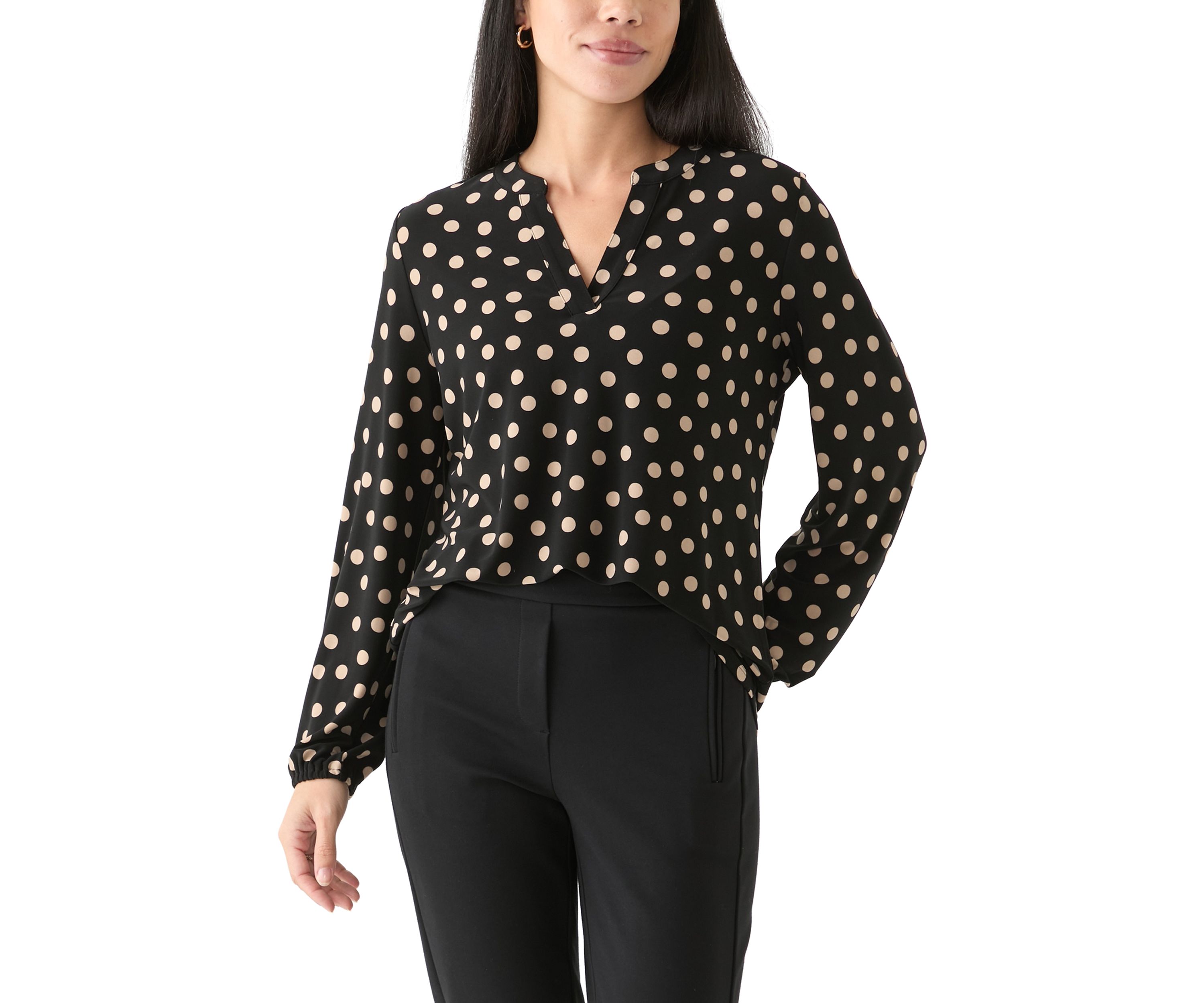 Petite Long Sleeve Knit Blouse