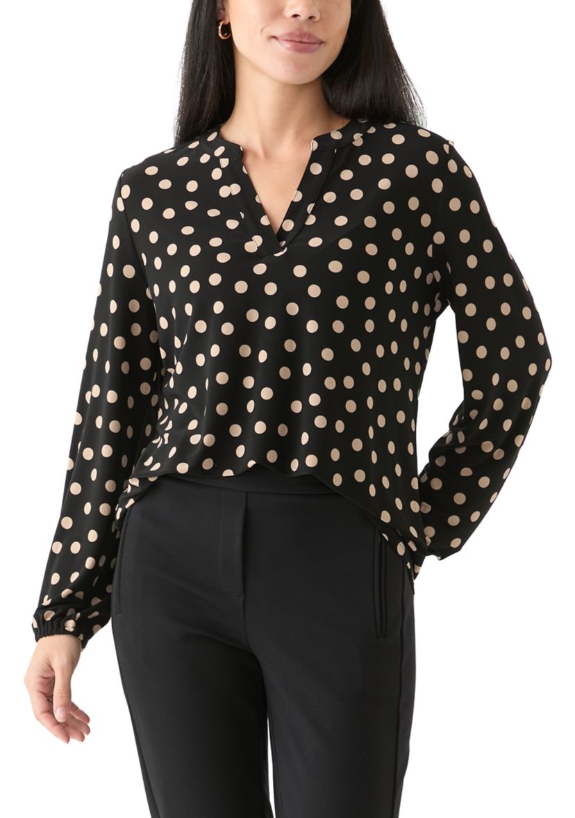 Petite Long Sleeve Knit Blouse