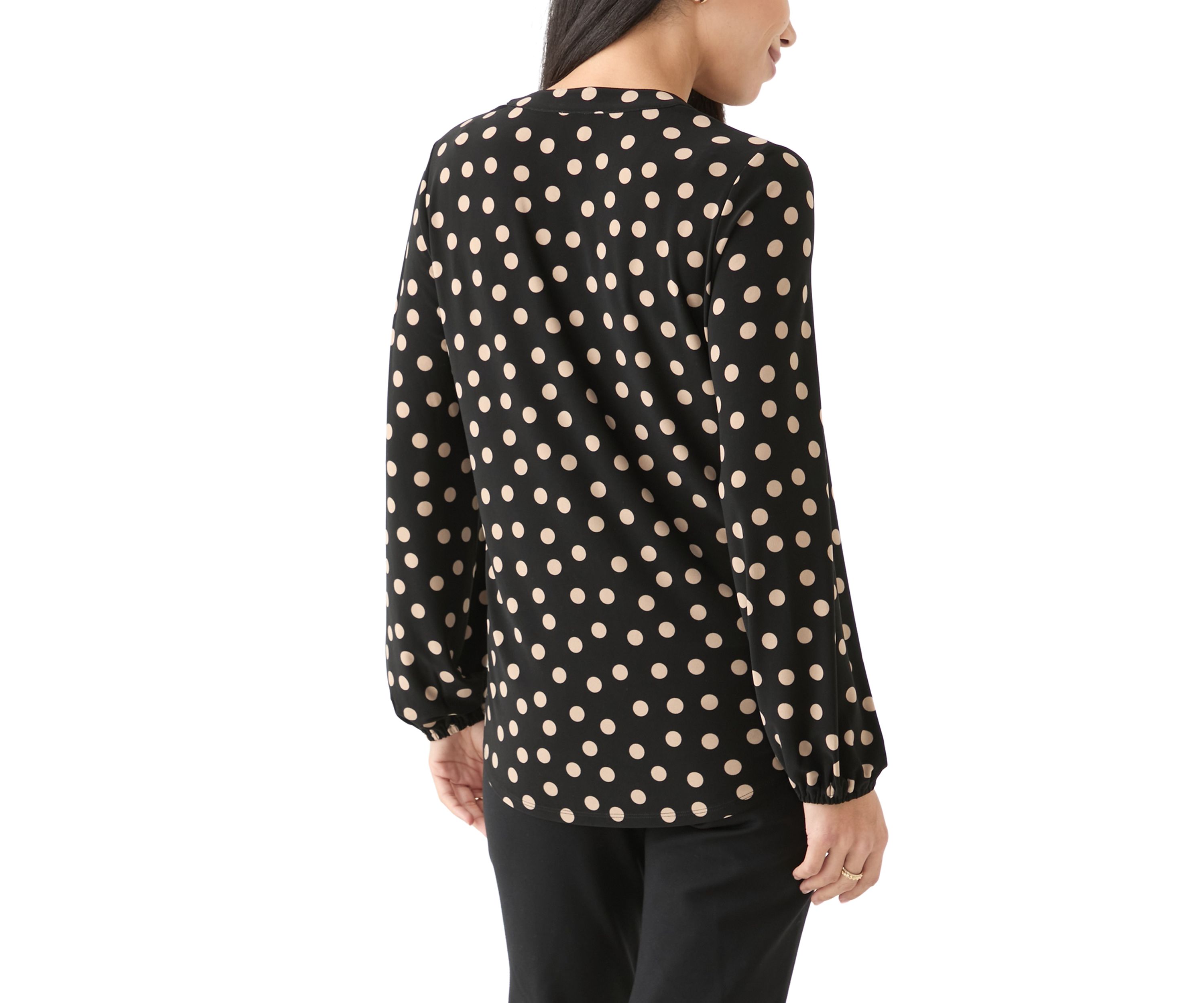 Petite Long Sleeve Knit Blouse