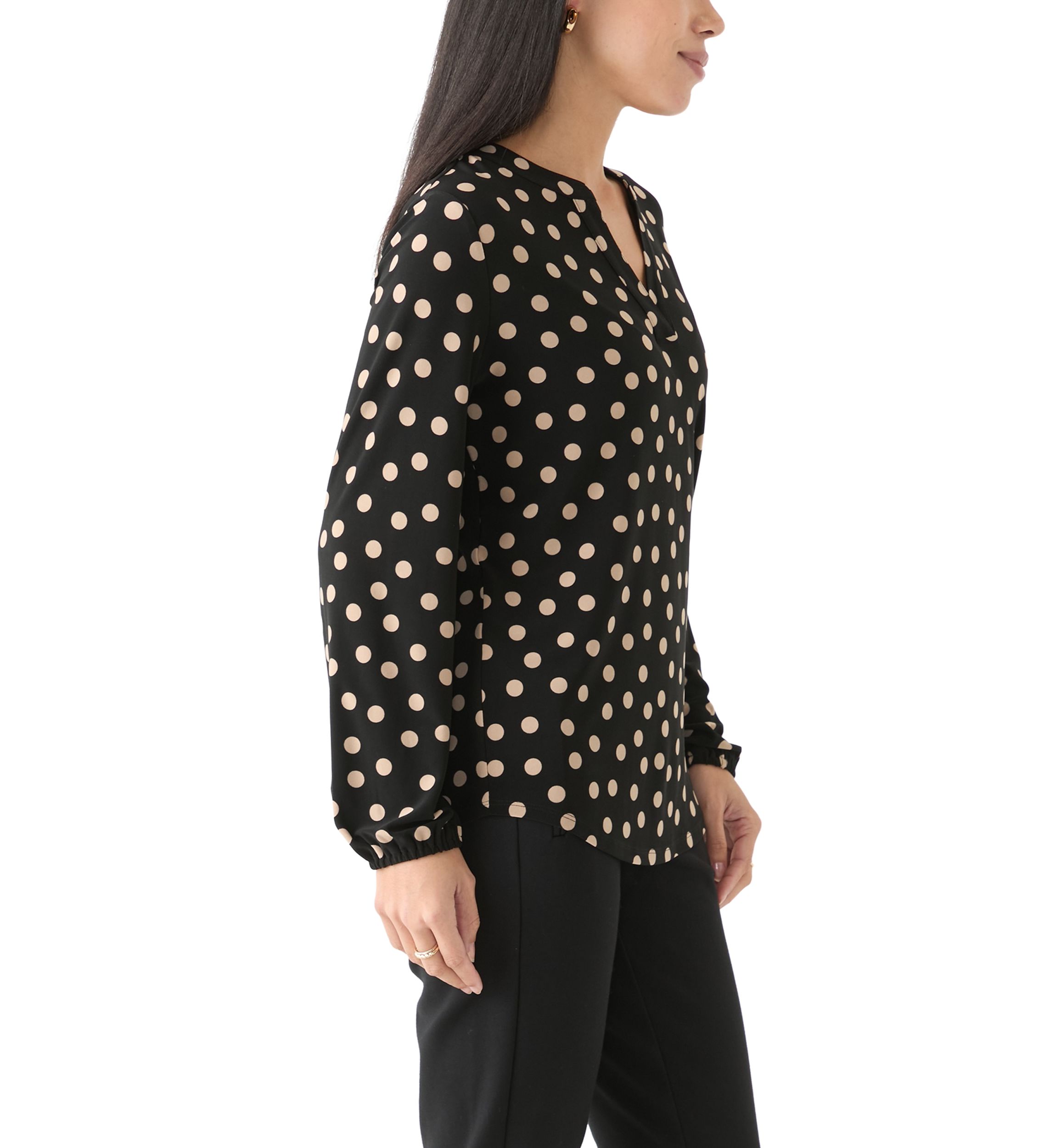 Petite Long Sleeve Knit Blouse