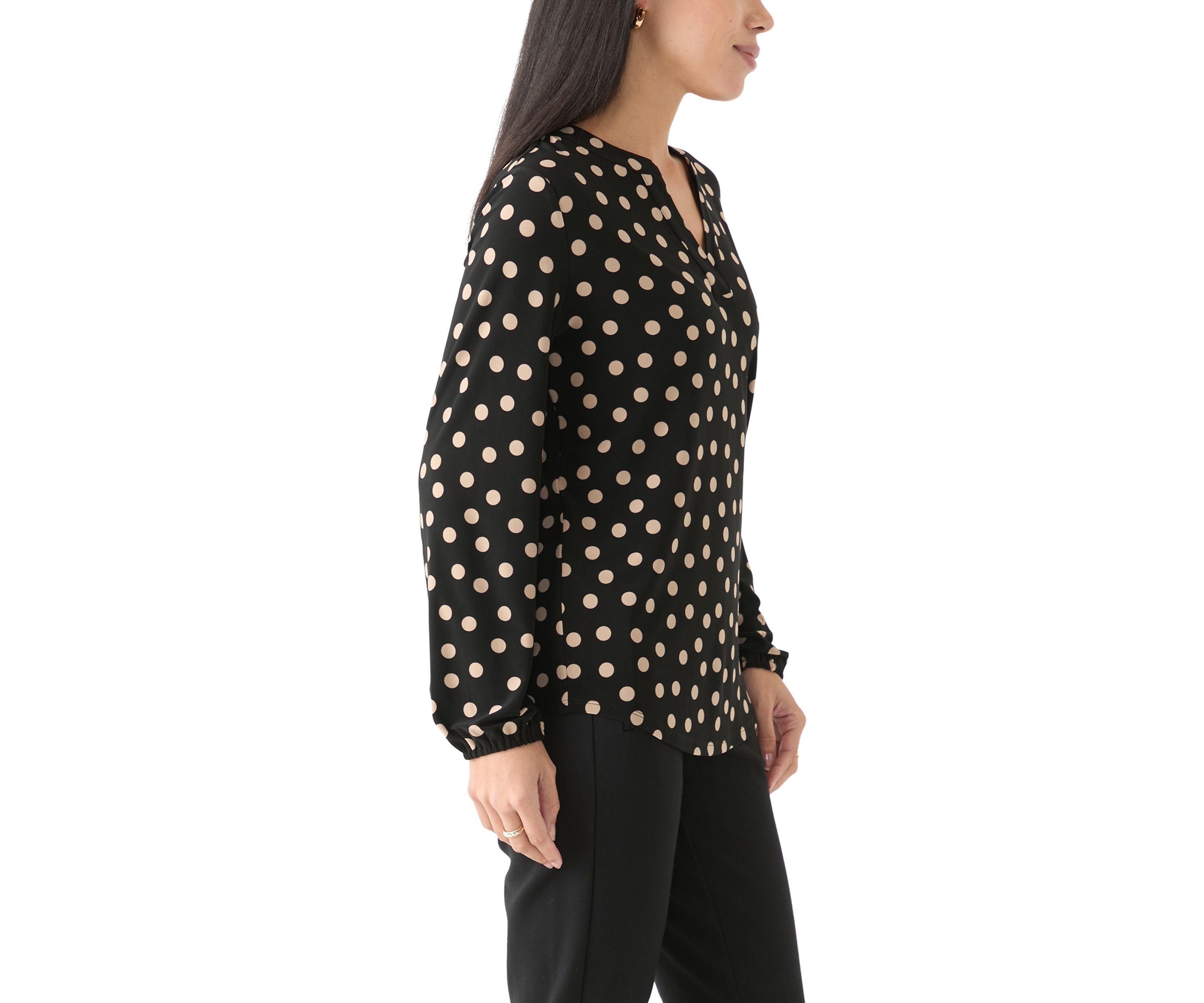 Petite Long Sleeve Knit Blouse
