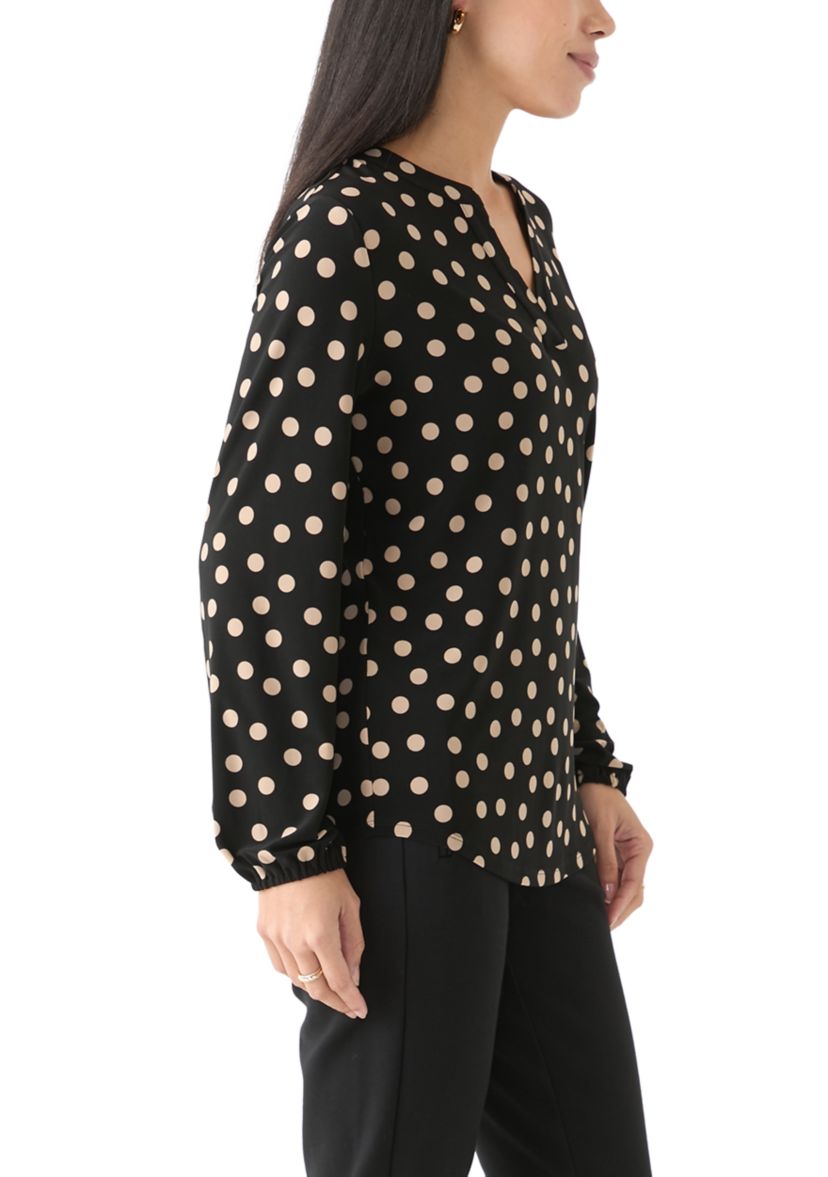Petite Long Sleeve Knit Blouse