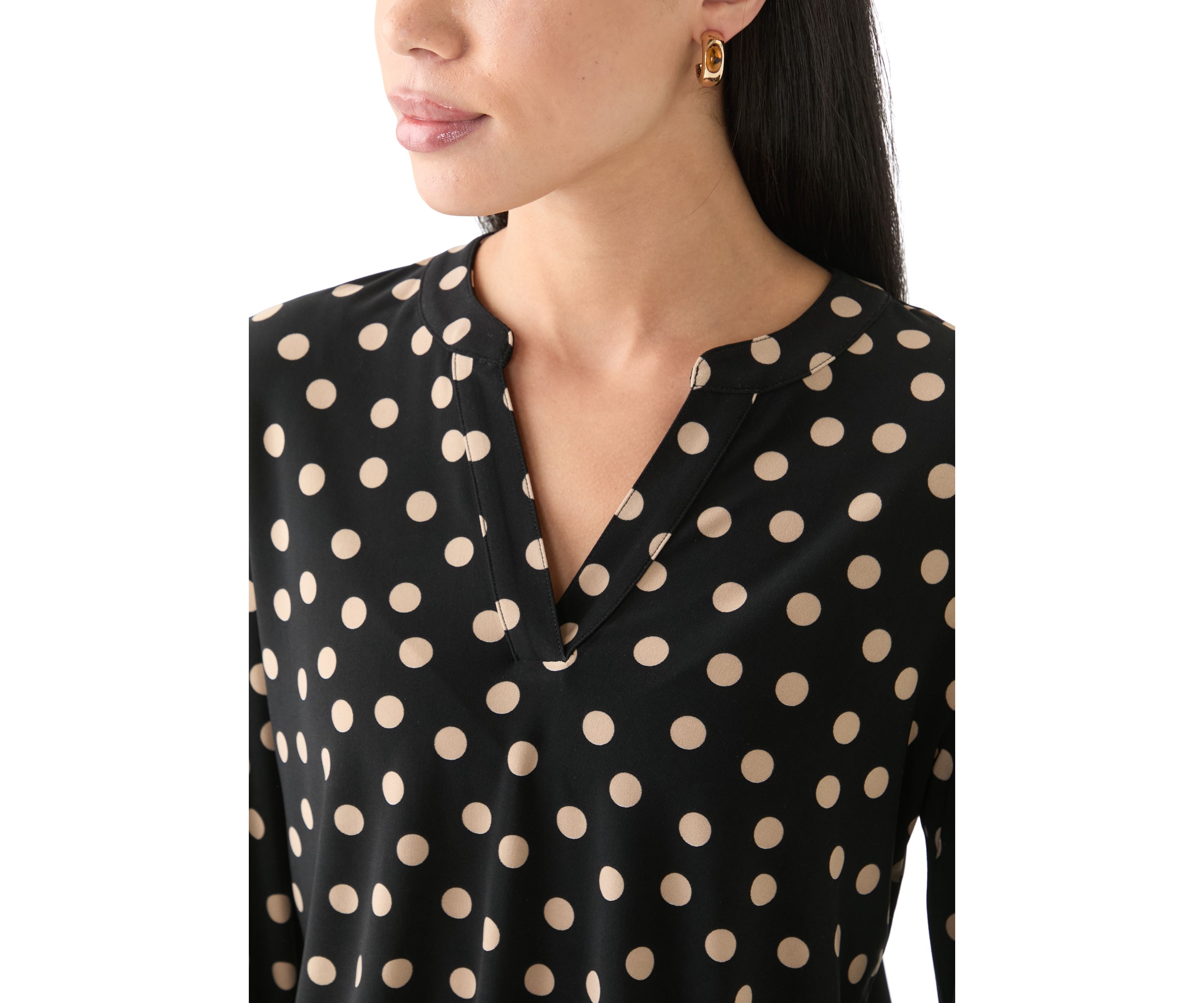Petite Long Sleeve Knit Blouse