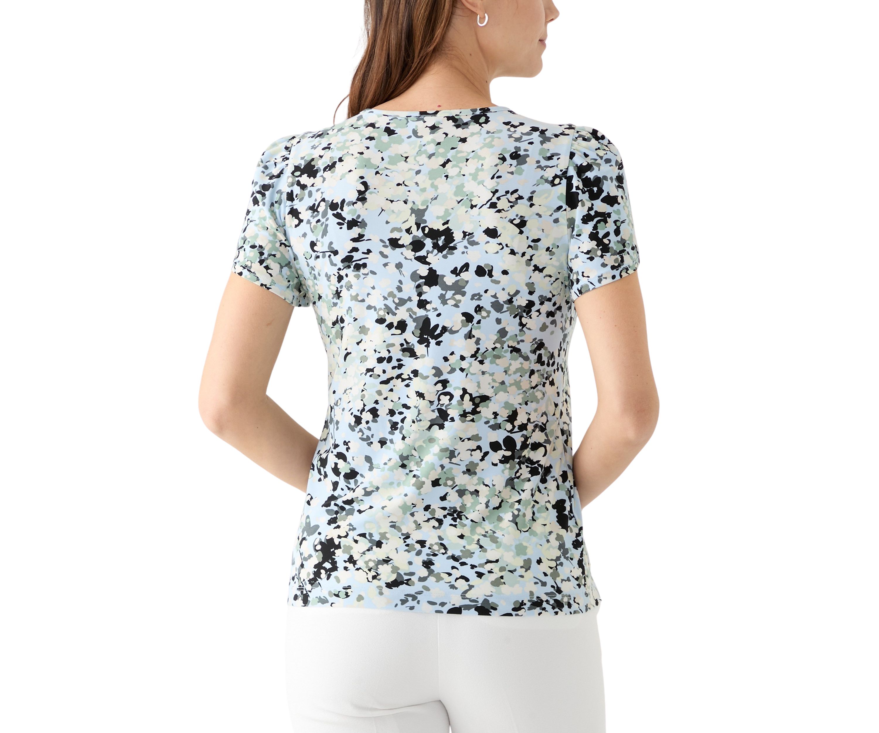 Womens Printed Tulip Sleeve Top