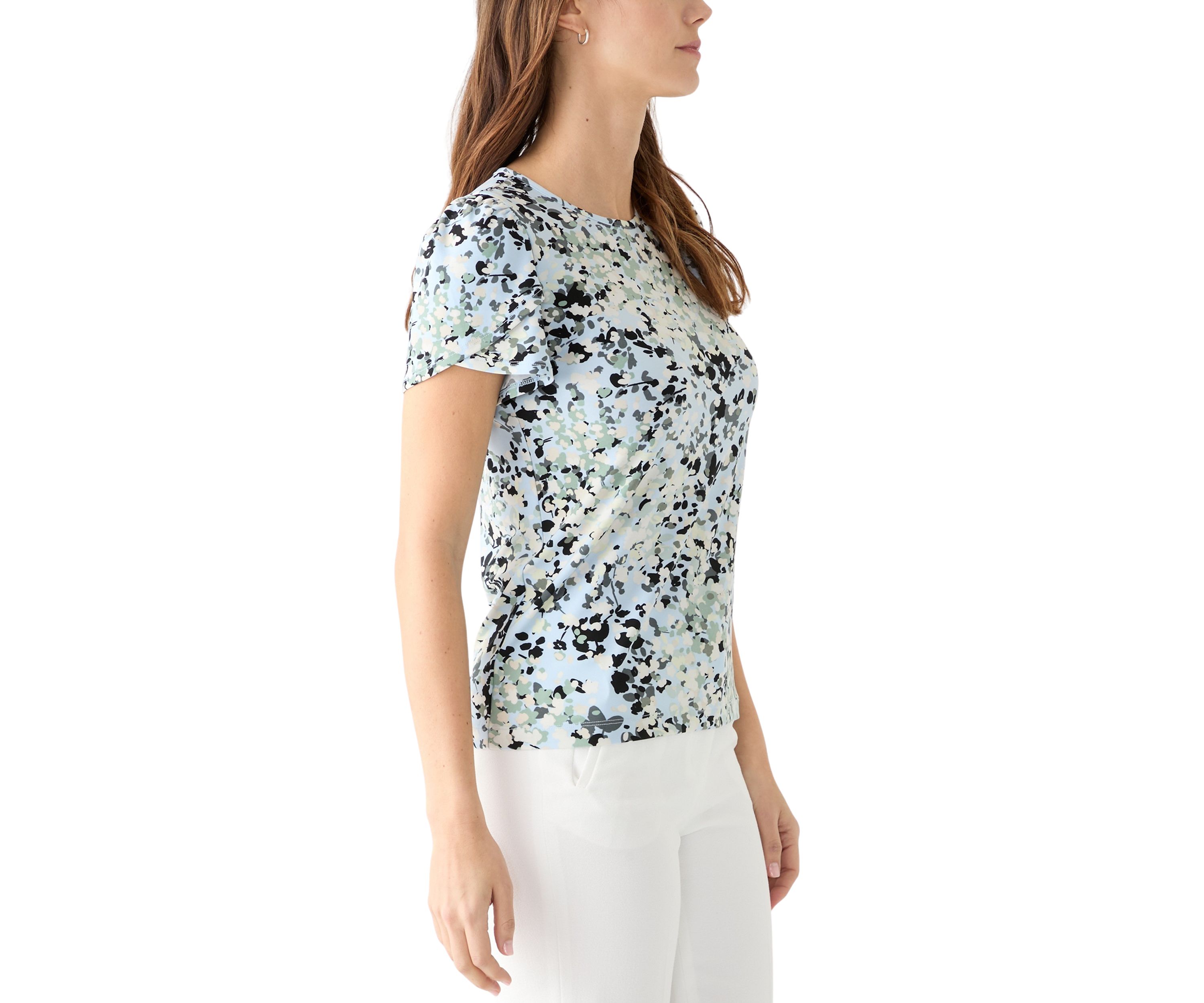 Womens Printed Tulip Sleeve Top
