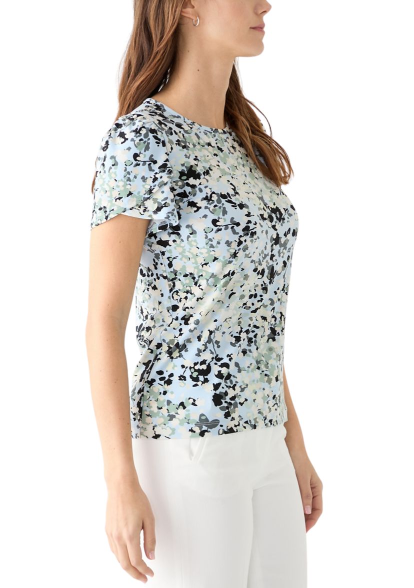 Womens Printed Tulip Sleeve Top