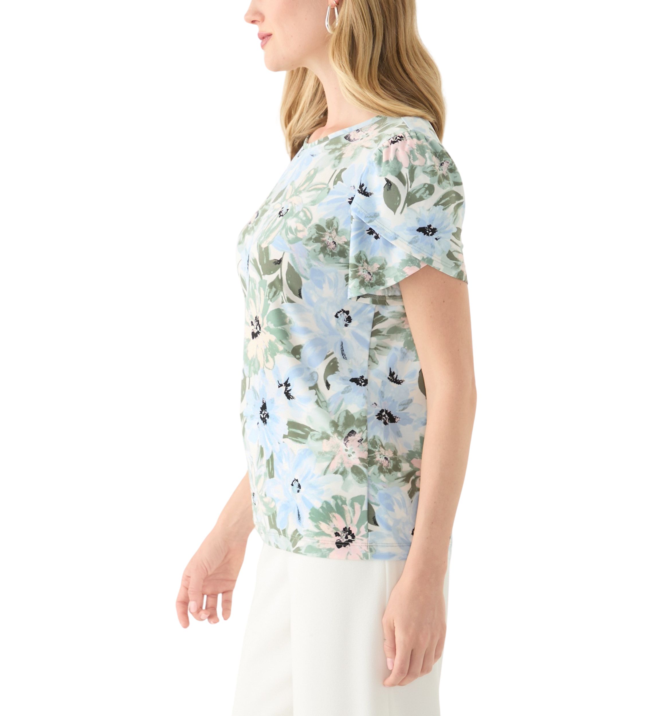 Petite Short Gathered Tulip Sleeve Top