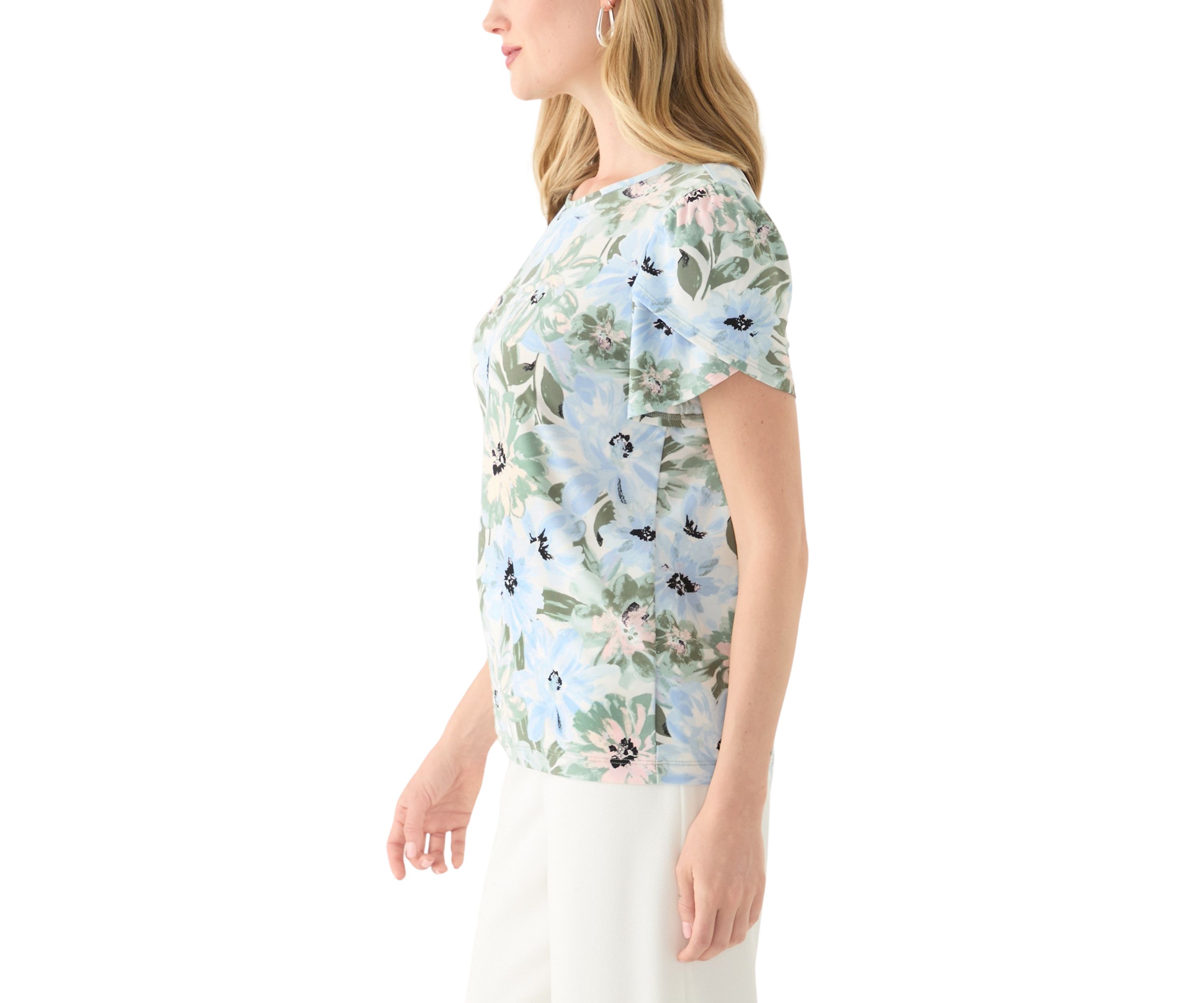 Petite Short Gathered Tulip Sleeve Top