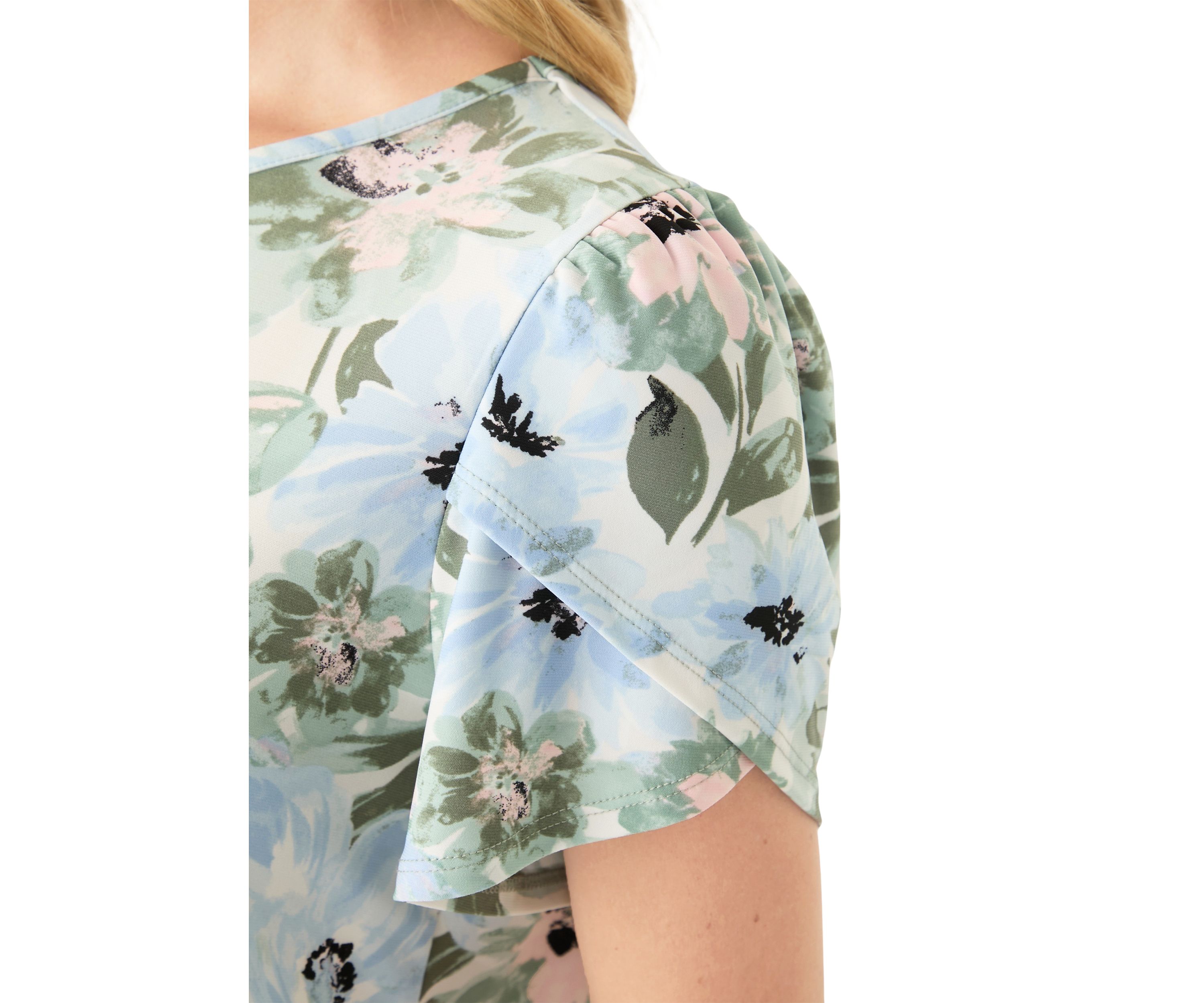 Petite Short Gathered Tulip Sleeve Top