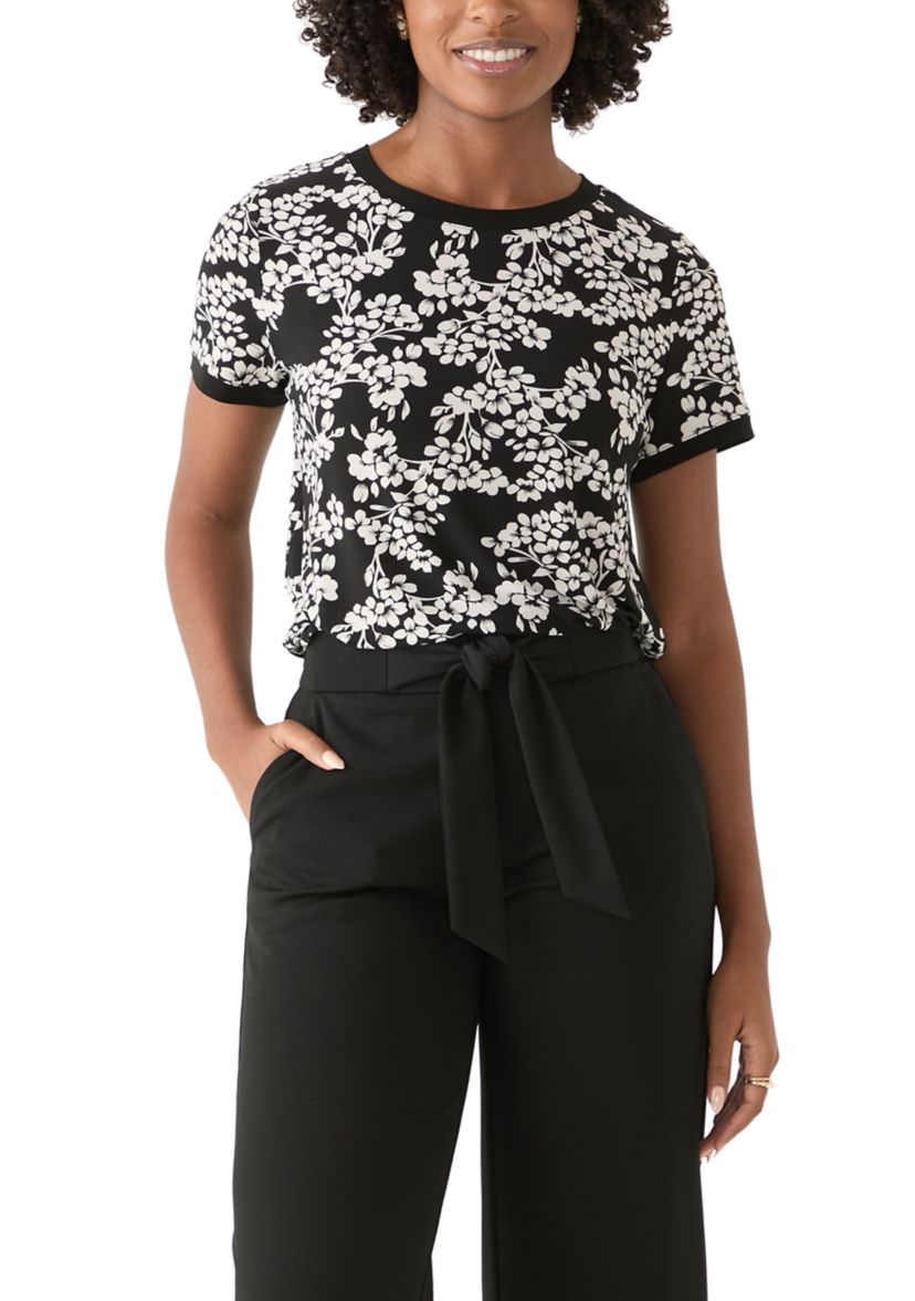 Petite Short Sleeve Button Back Top