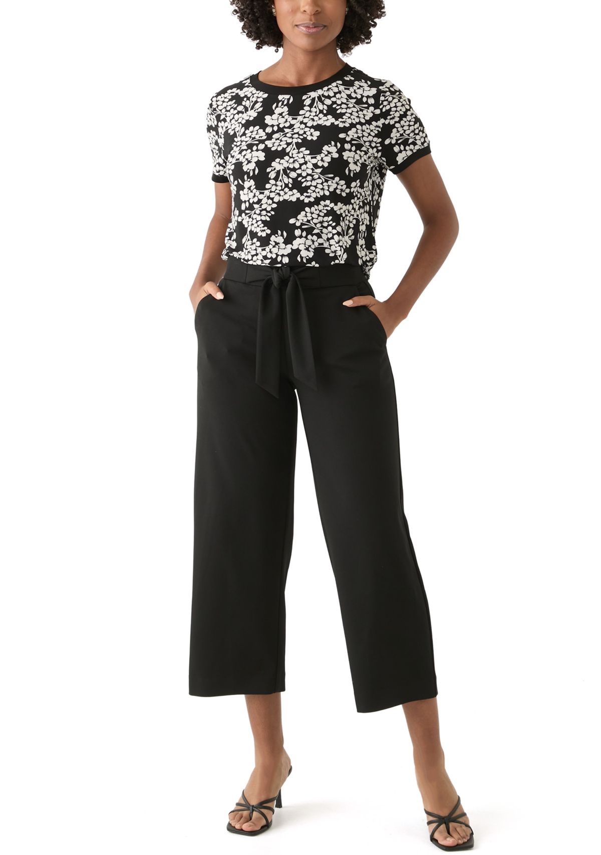 Petite Short Sleeve Button Back Top