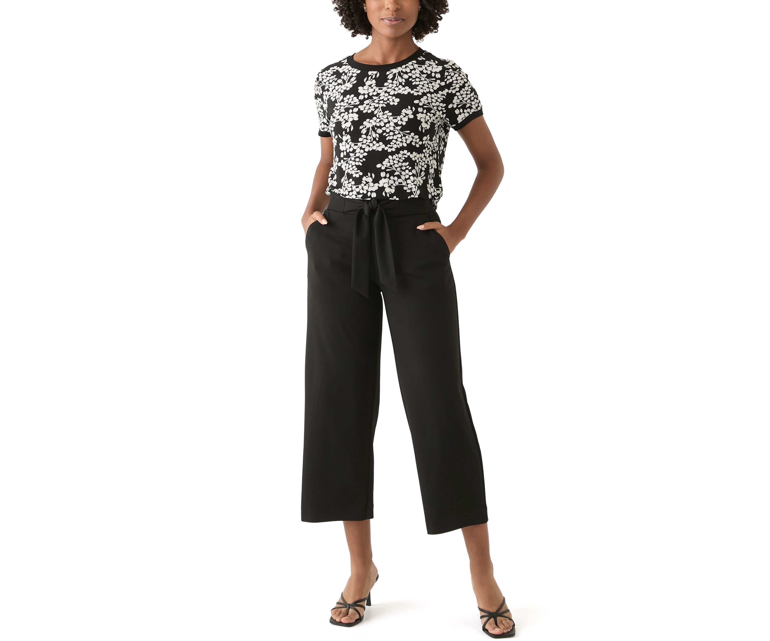 Petite Short Sleeve Button Back Top