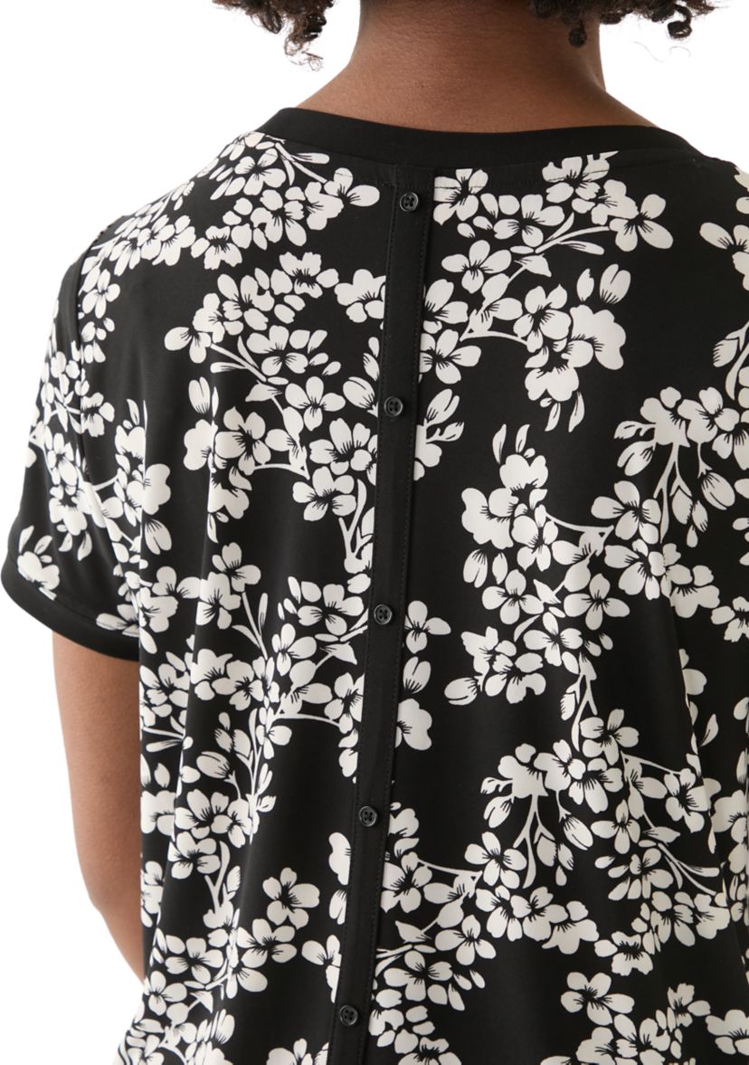 Petite Short Sleeve Button Back Top