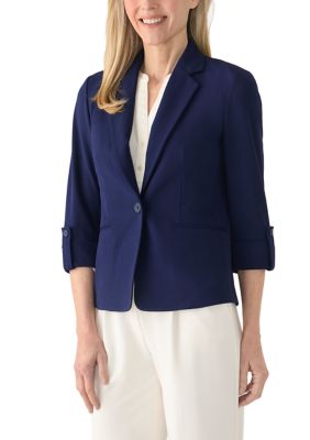 AK Anne Klein Women's One Button Notch Collar Jacket