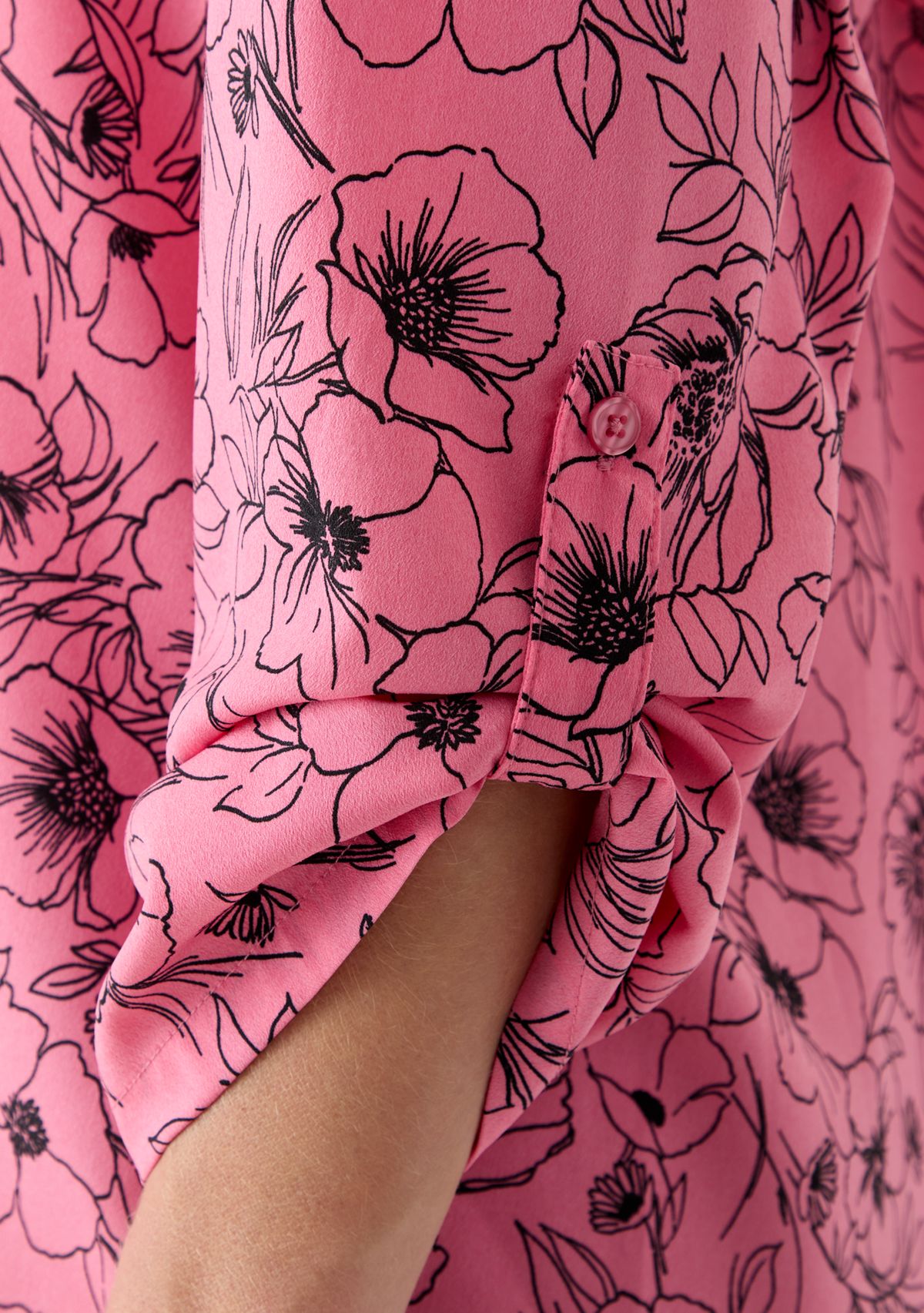 Womens Pink Dahlia Printed Blouse