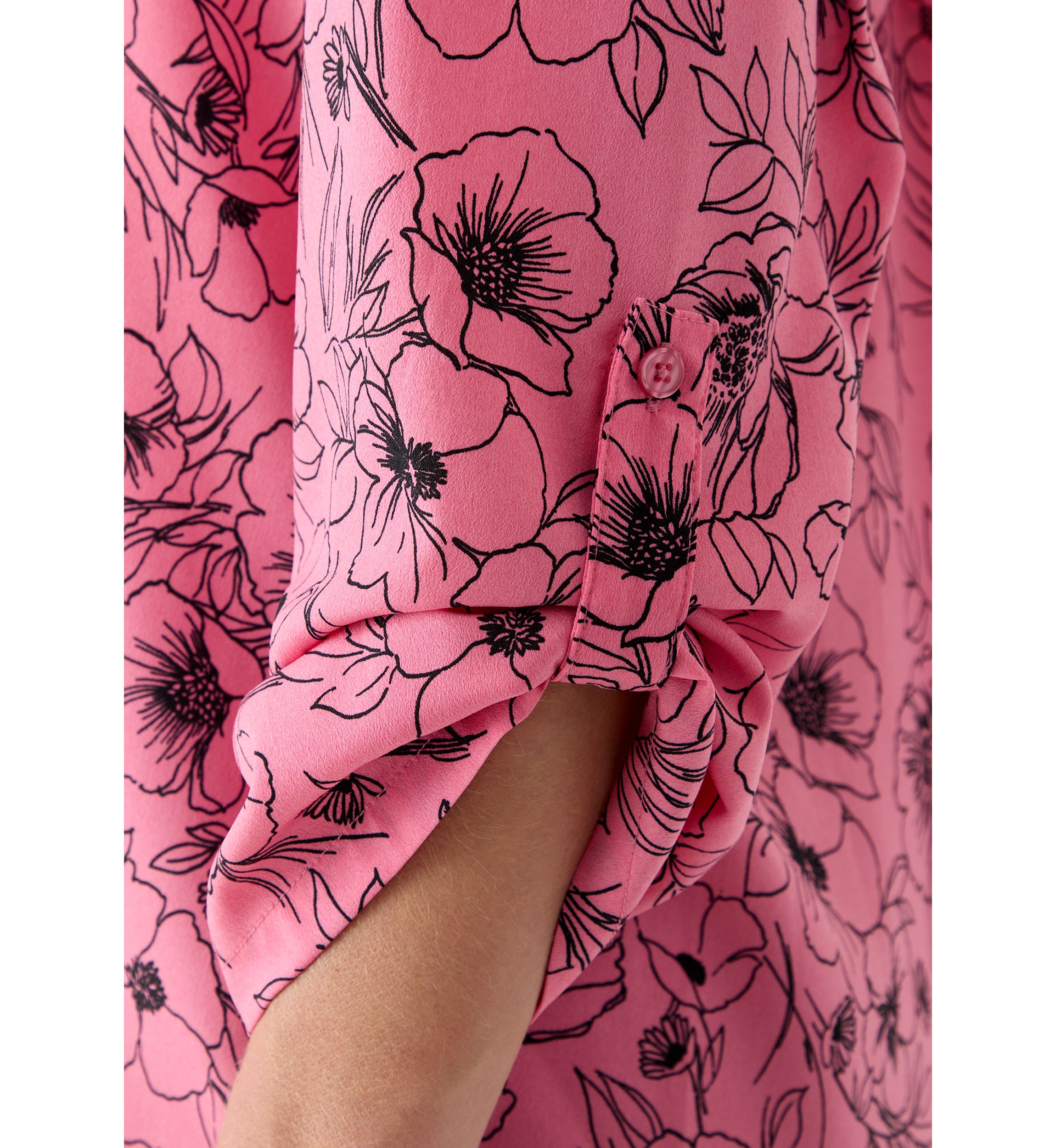 Womens Pink Dahlia Printed Blouse