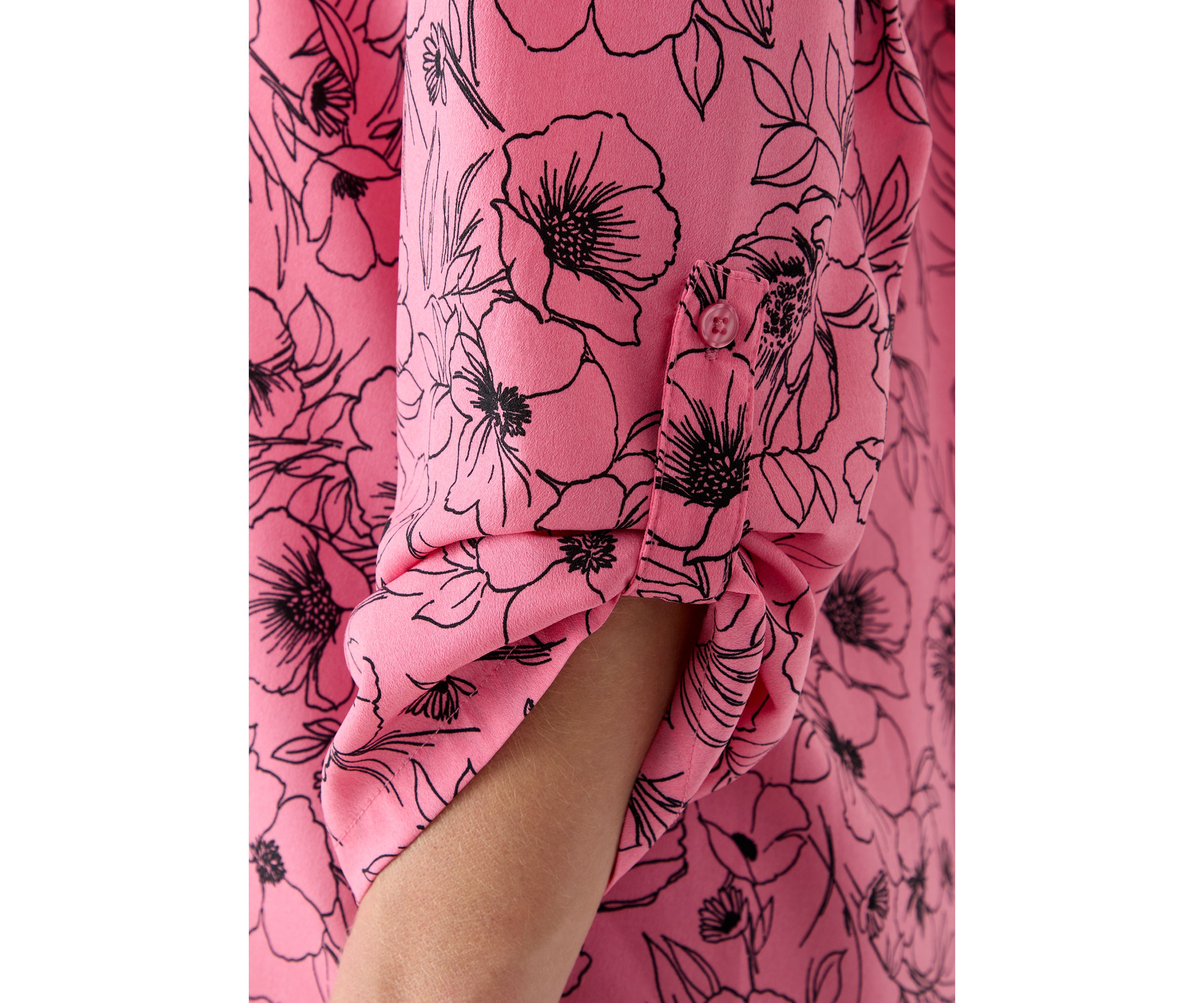 Womens Pink Dahlia Printed Blouse