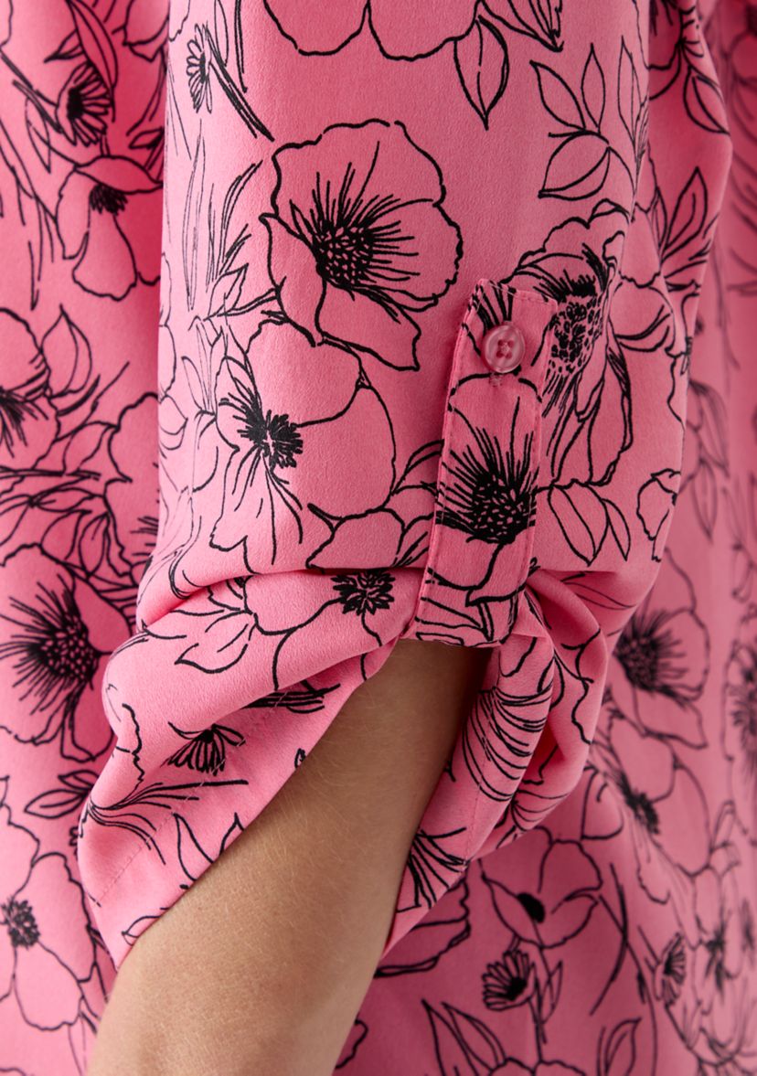 Womens Pink Dahlia Printed Blouse
