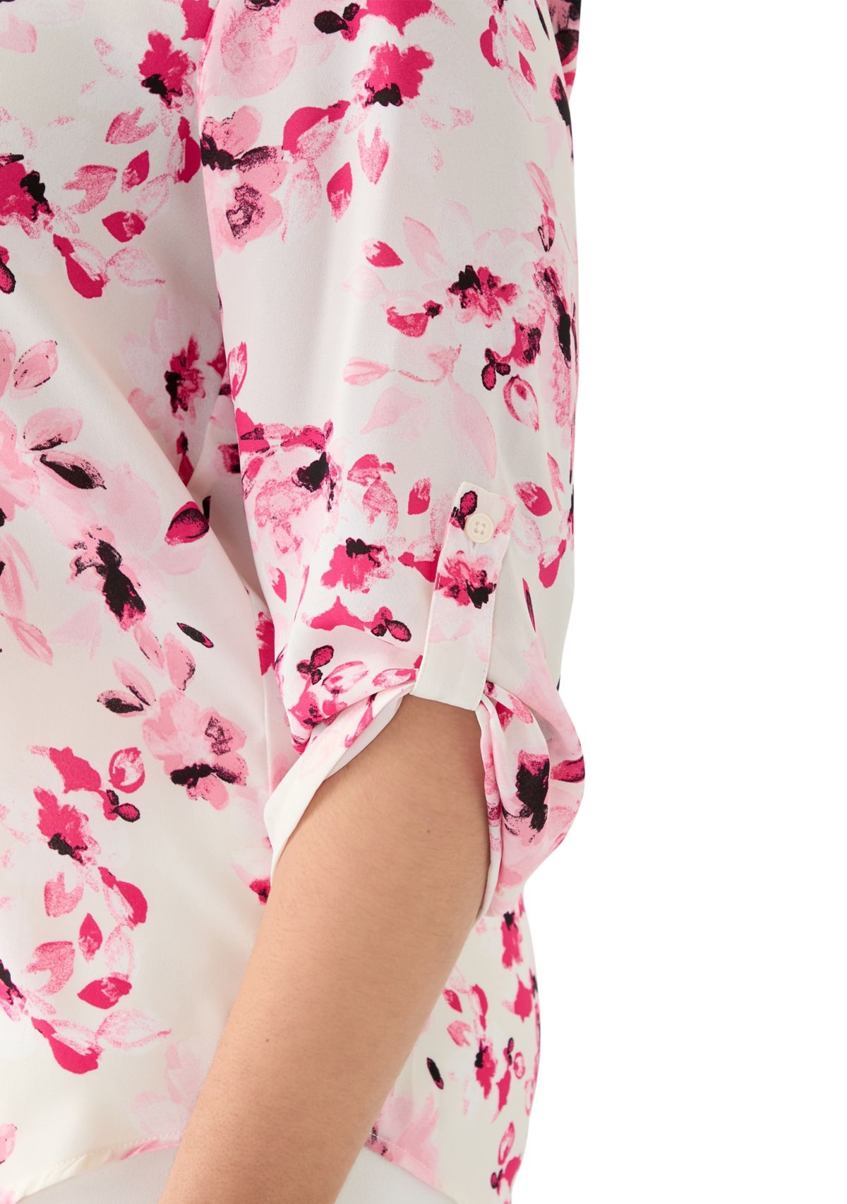 Plus SIze Pleated Front Printed Top