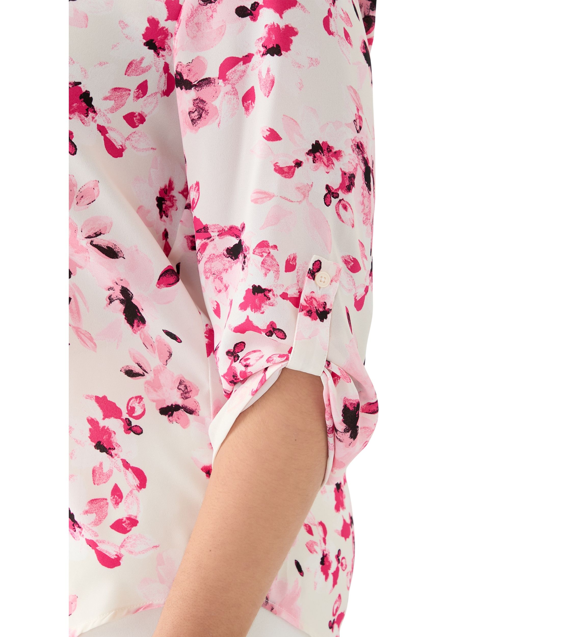 Plus SIze Pleated Front Printed Top