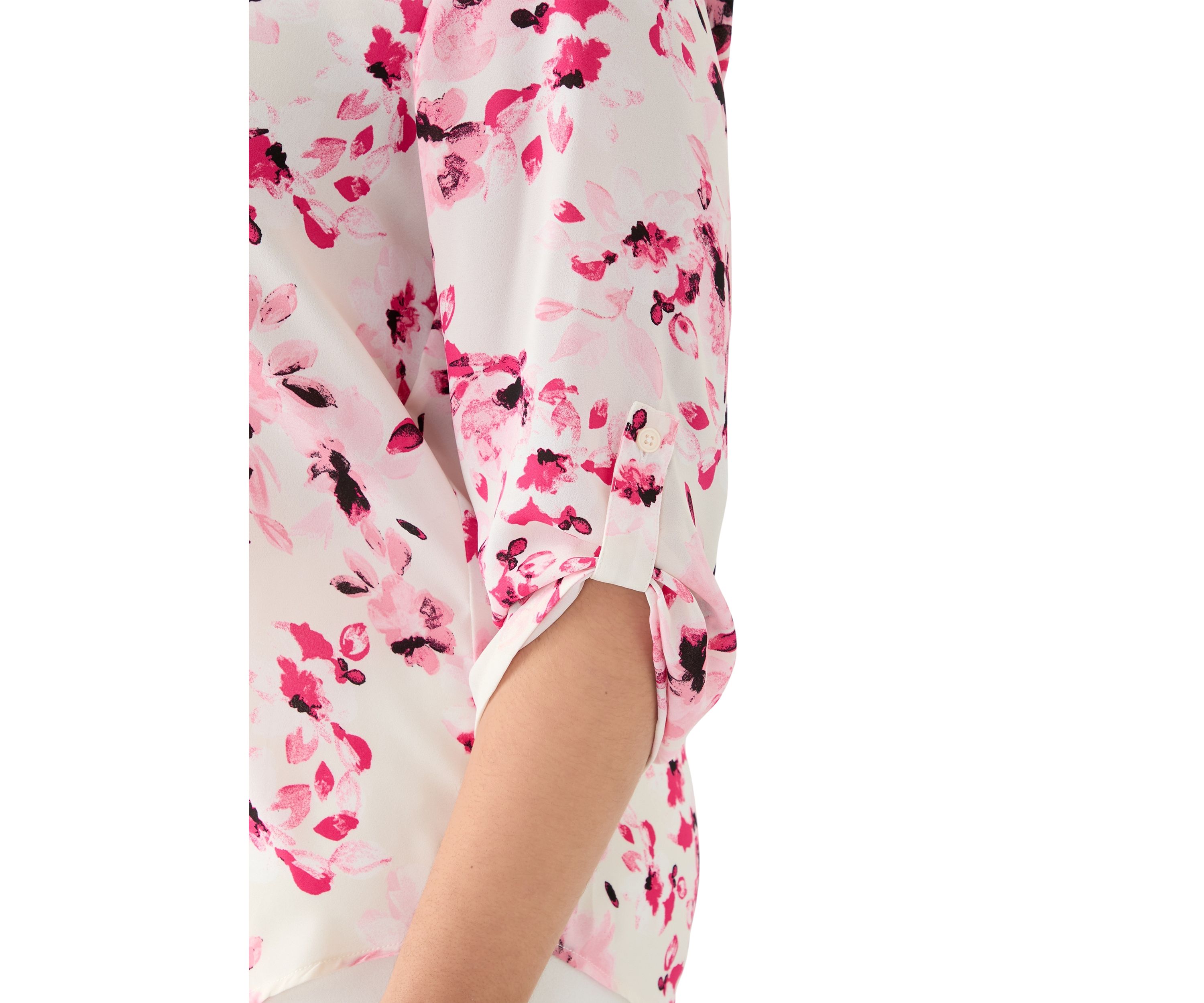 Plus SIze Pleated Front Printed Top