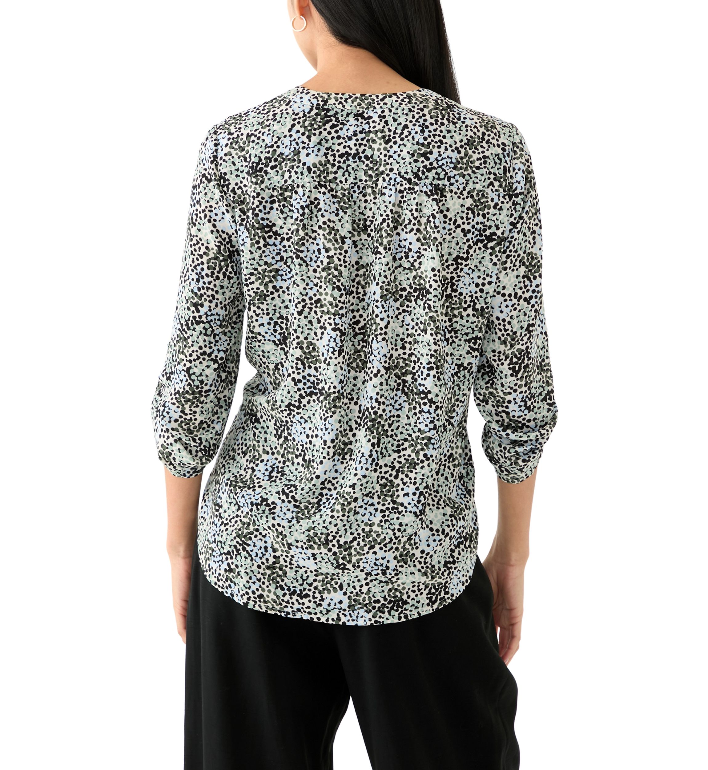 Petite Roll Tab Sleeve Printed Tunic 