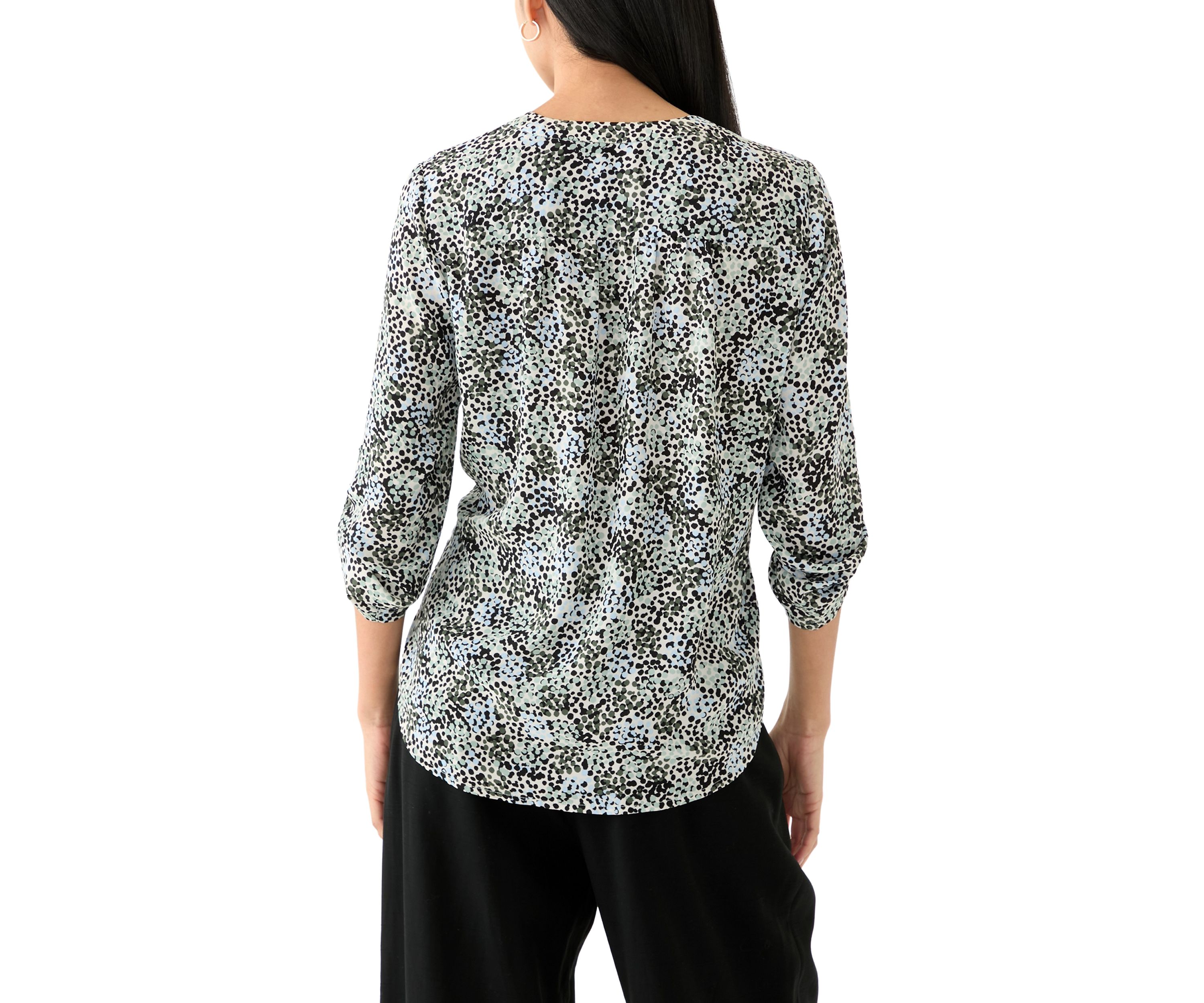 Petite Roll Tab Sleeve Printed Tunic 
