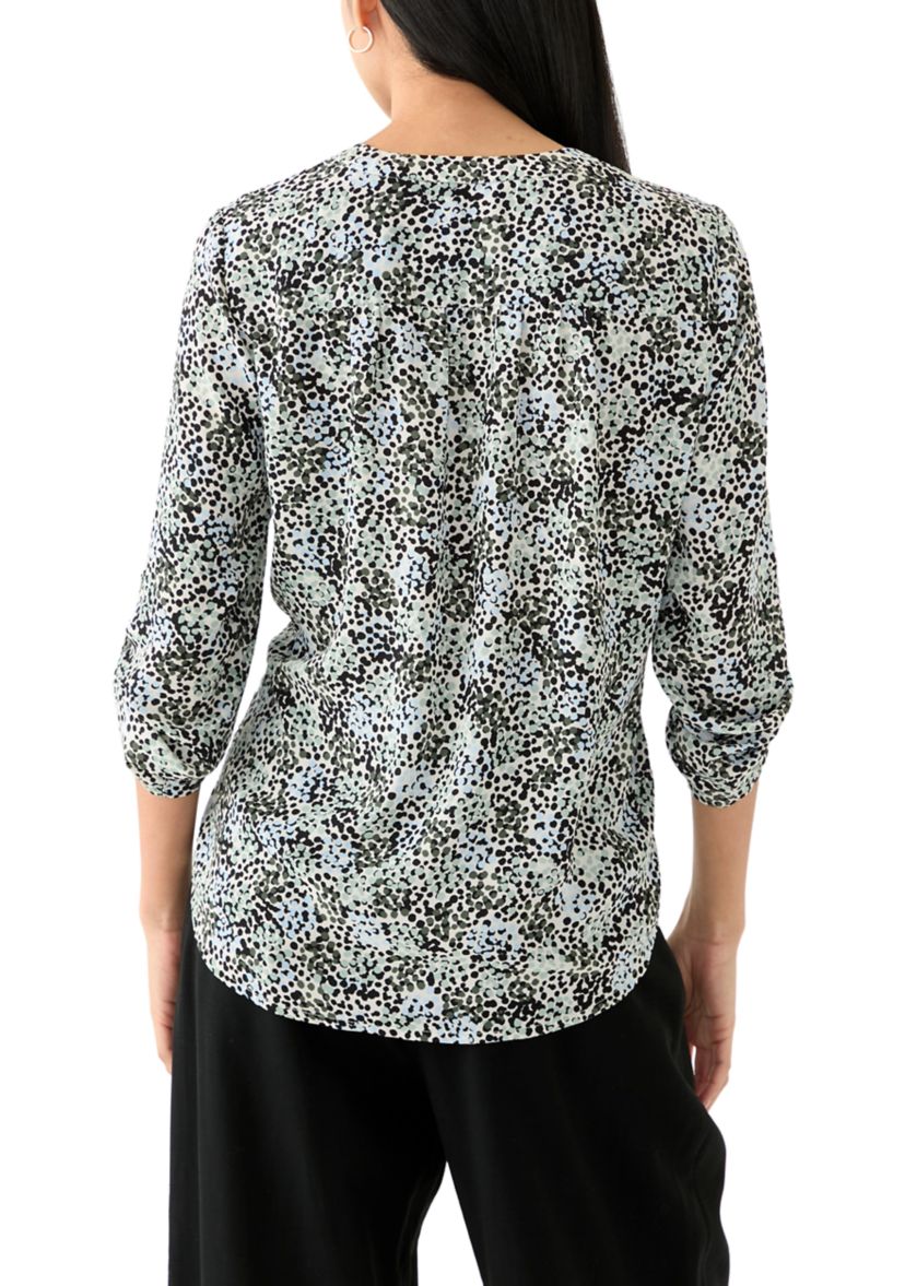Petite Roll Tab Sleeve Printed Tunic 