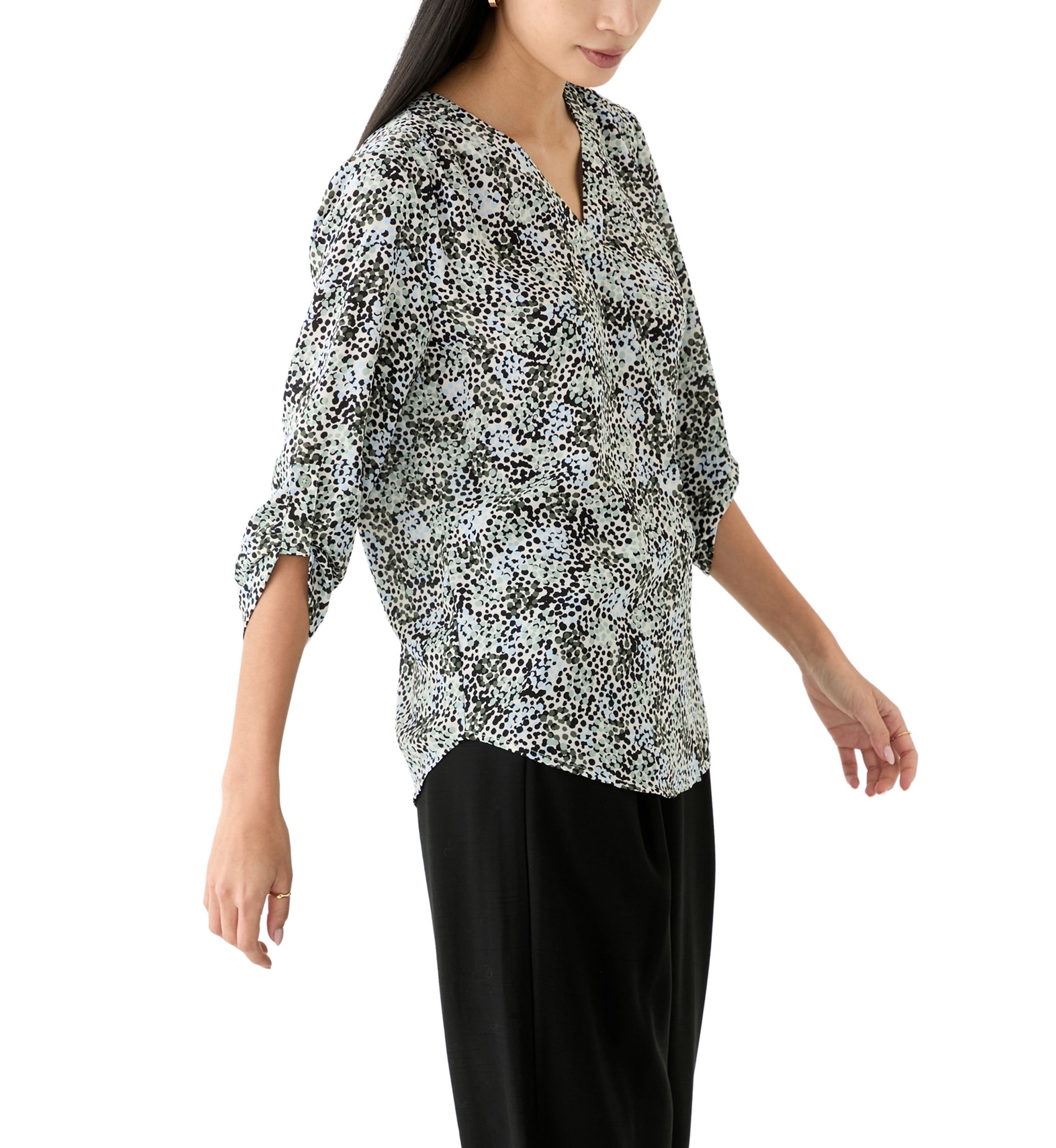 Petite Roll Tab Sleeve Printed Tunic 