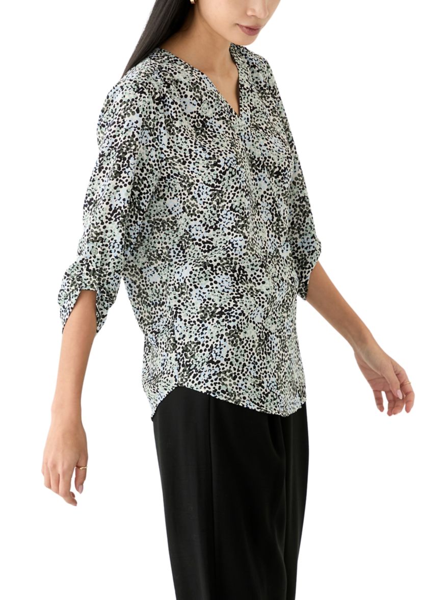 Petite Roll Tab Sleeve Printed Tunic 