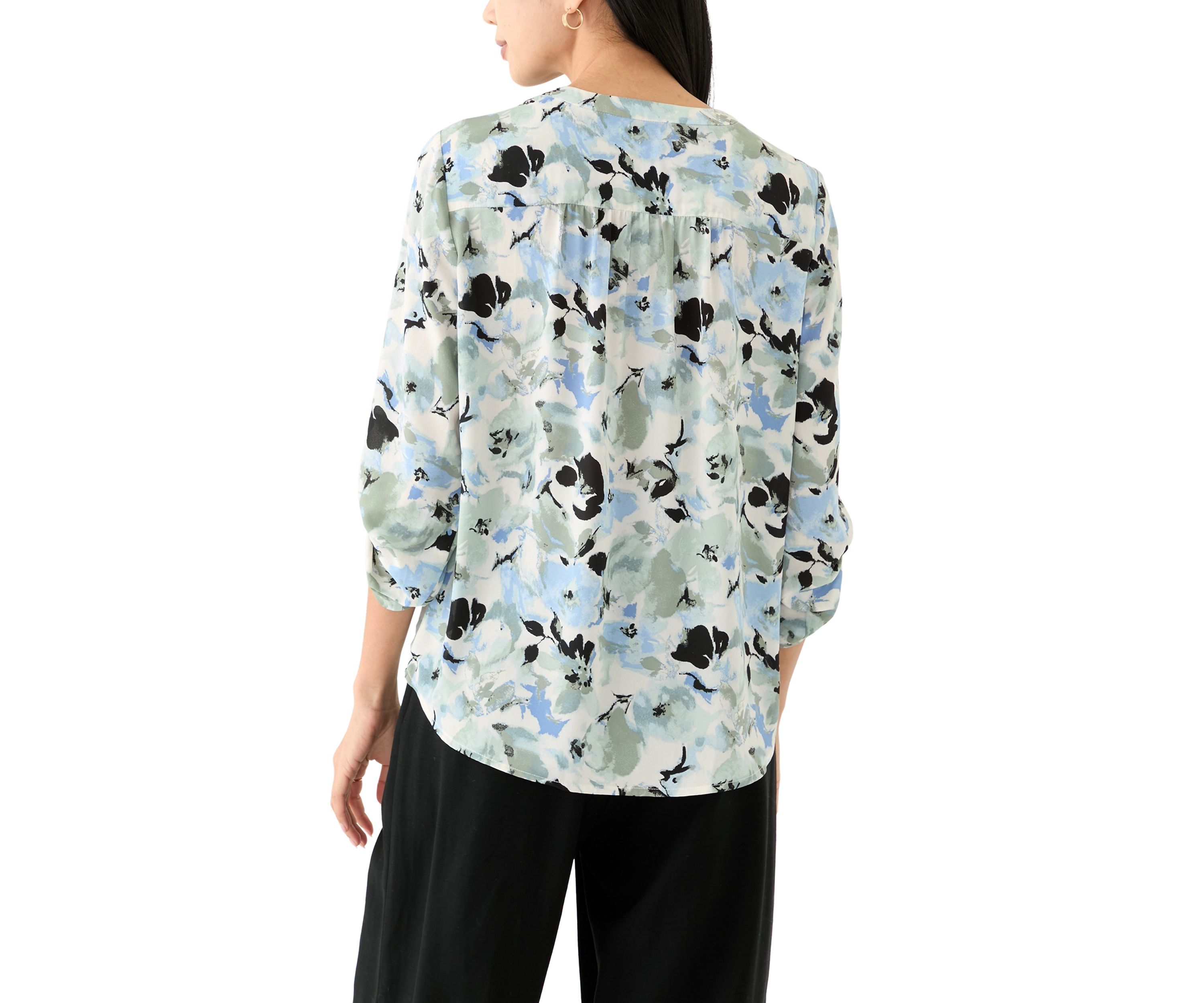 Petite Roll Tab Sleeve Printed Tunic 