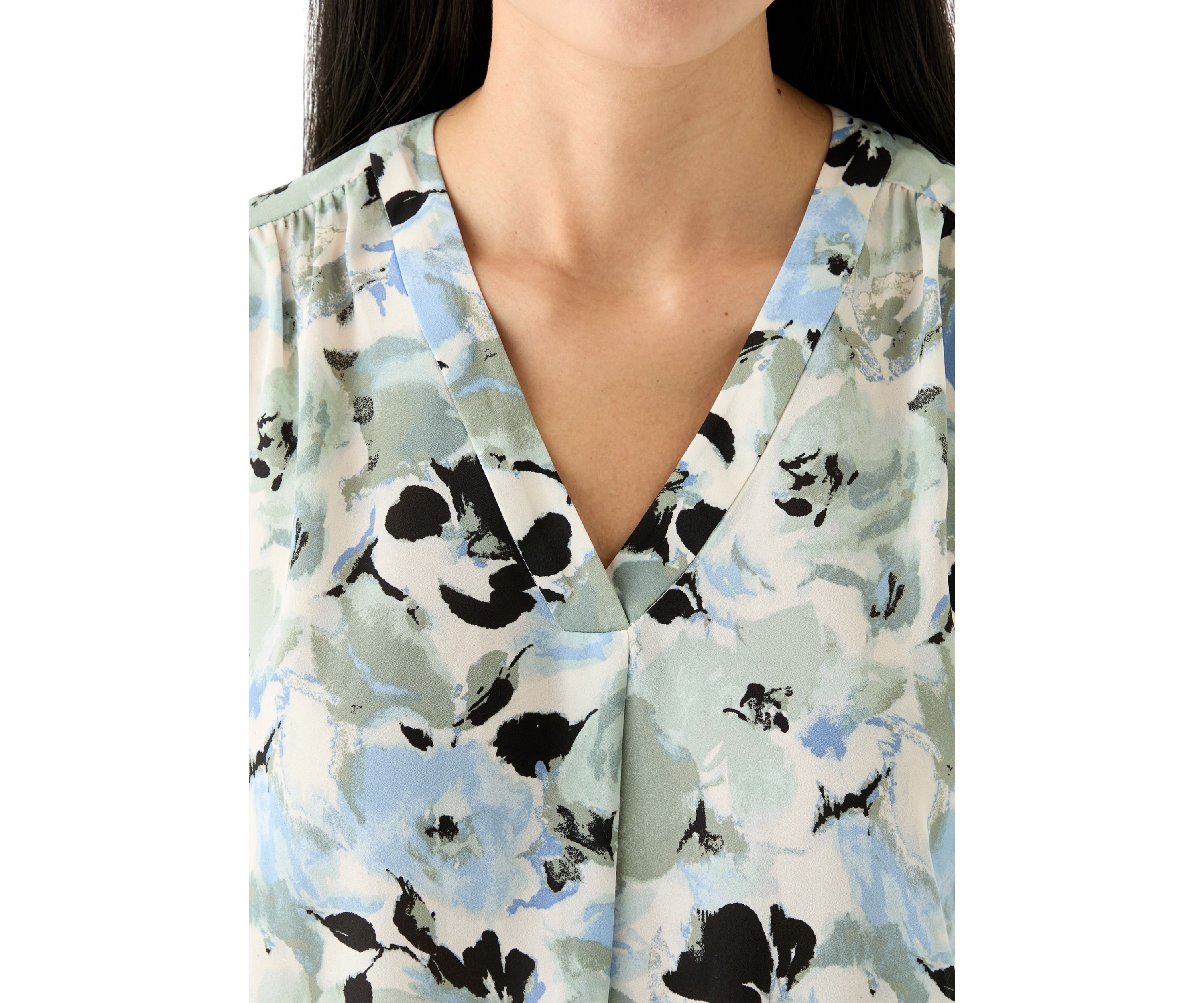 Petite Roll Tab Sleeve Printed Tunic 