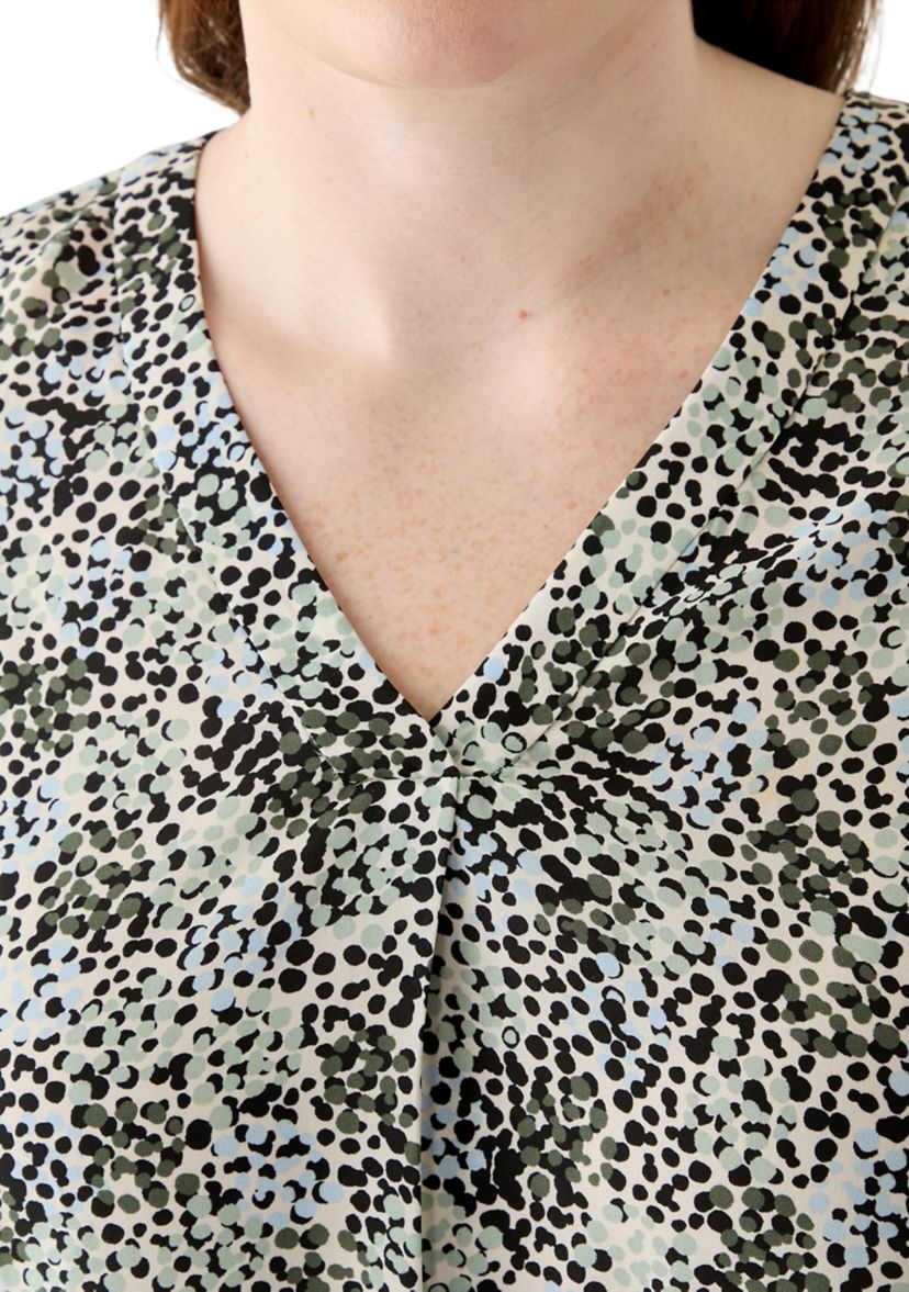 Plus Size Printed Flutter Sleeve Blouse