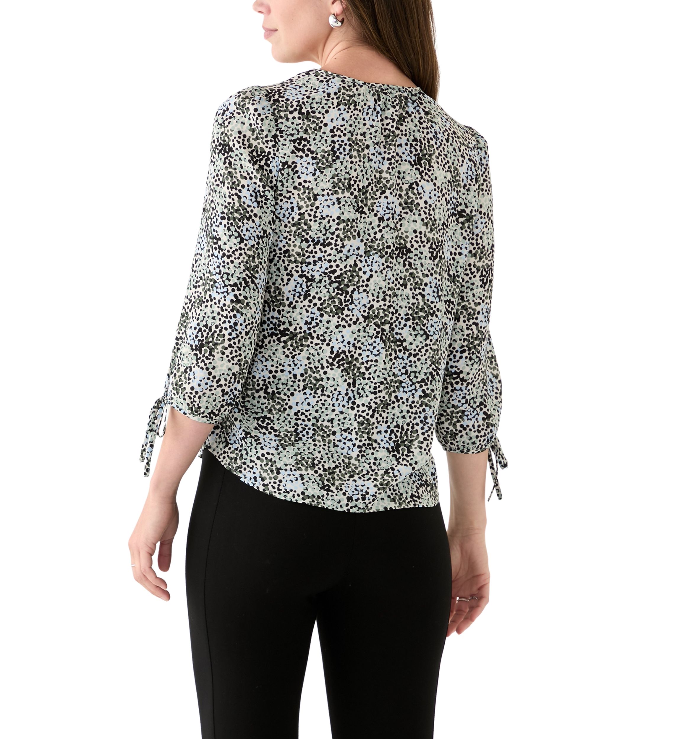 Womens 3/4 Tie Sleeve Printed Top