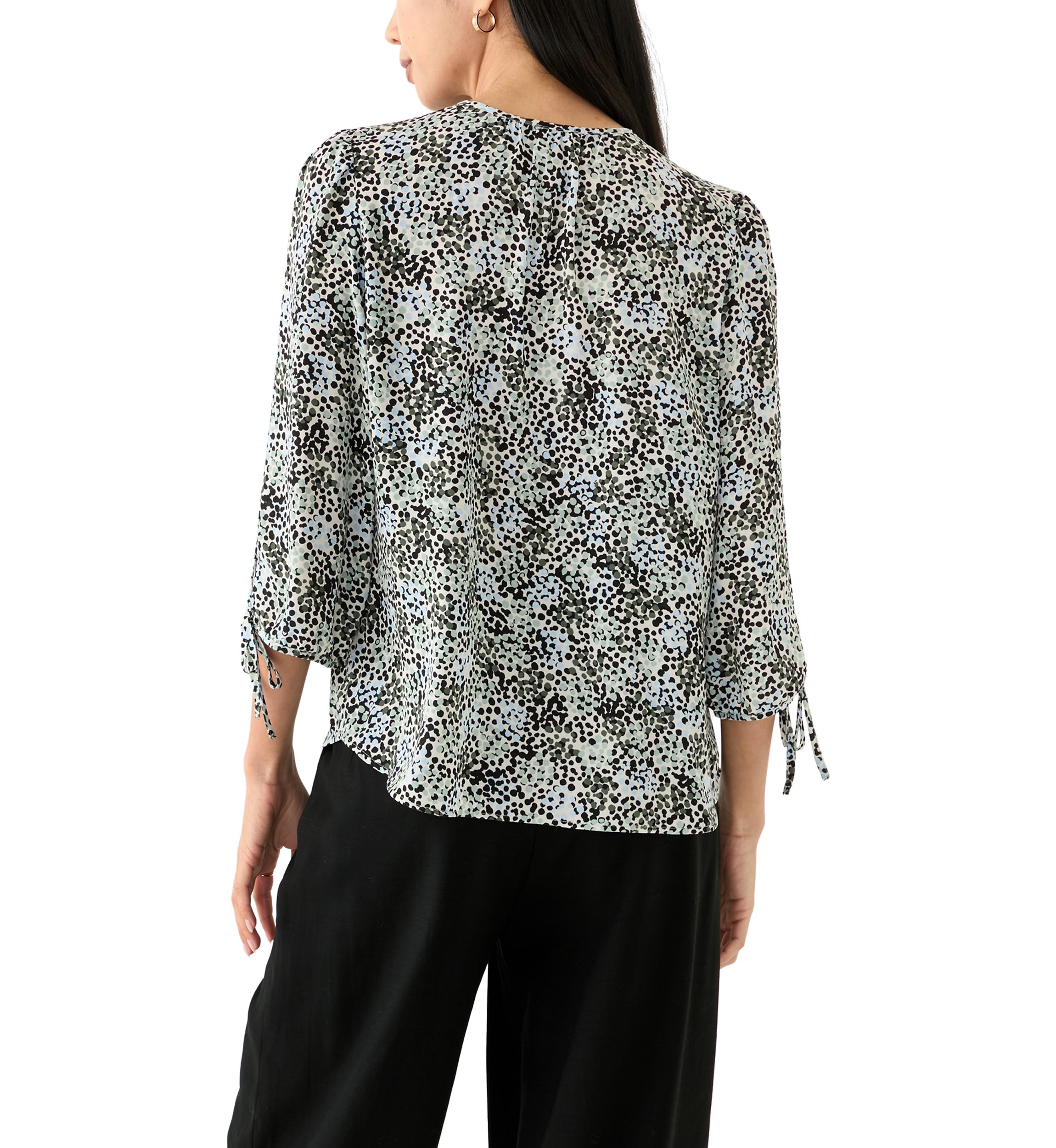 Petite Puff Sleeve Printed Blouse