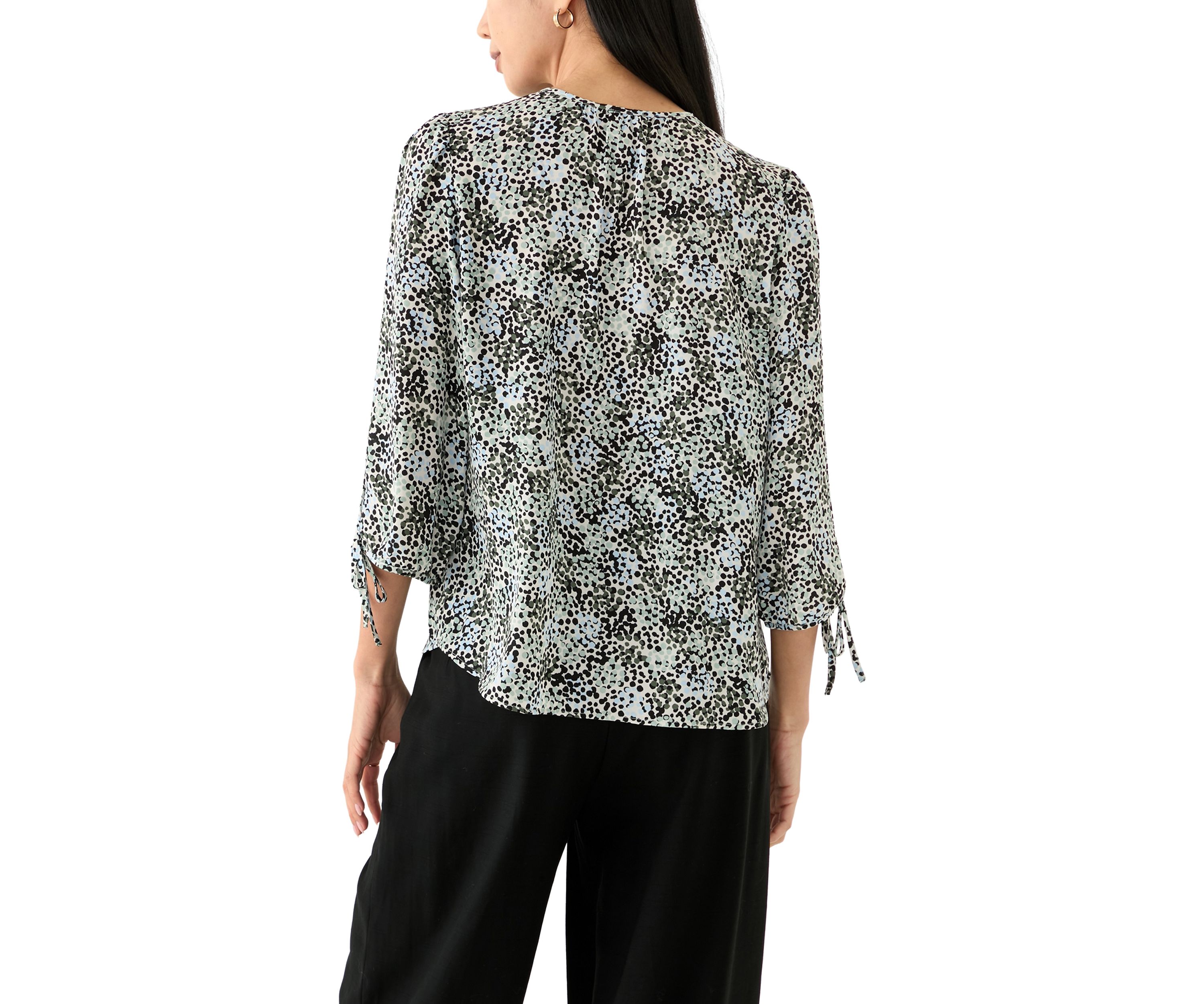 Petite Puff Sleeve Printed Blouse