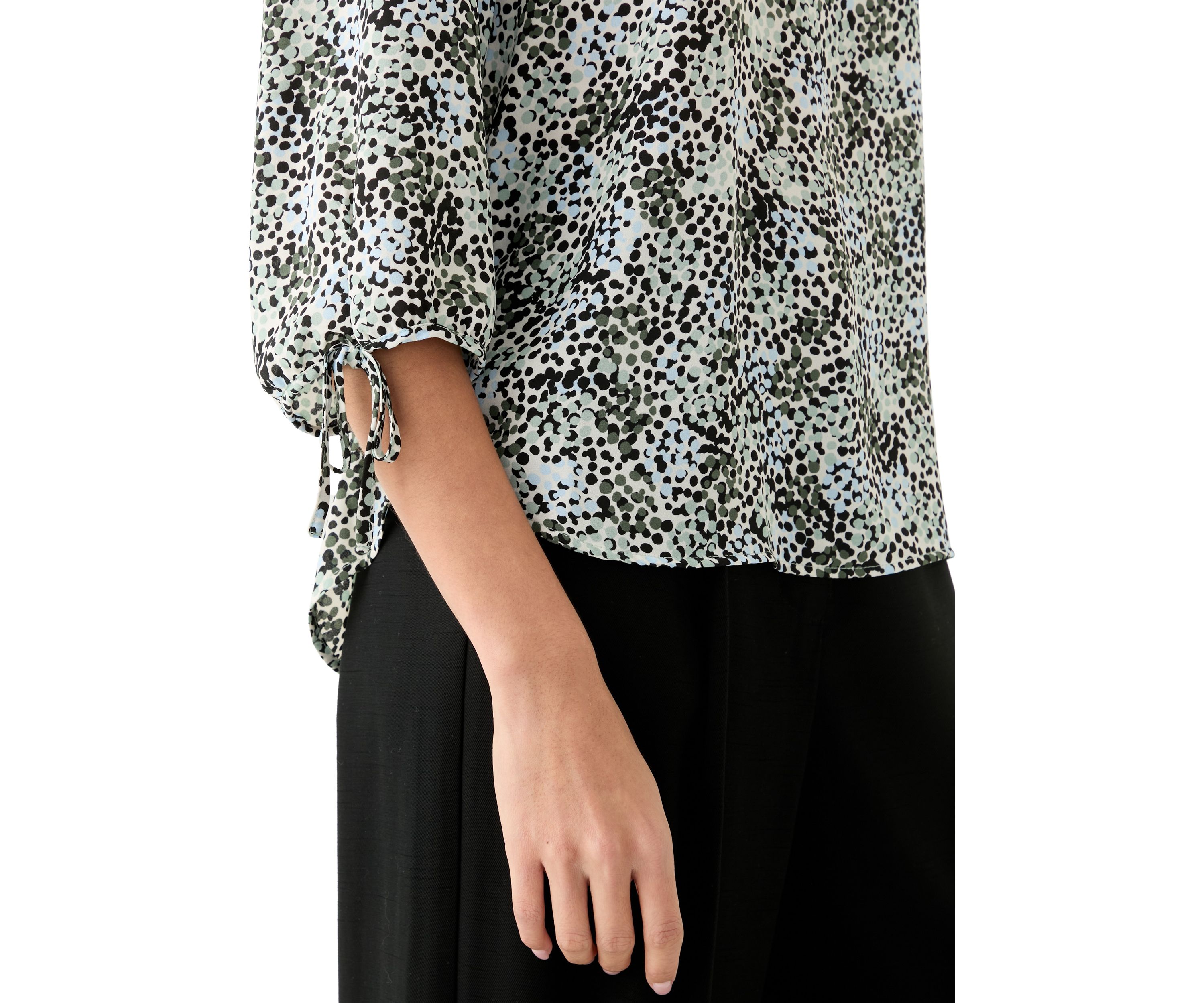 Petite Puff Sleeve Printed Blouse