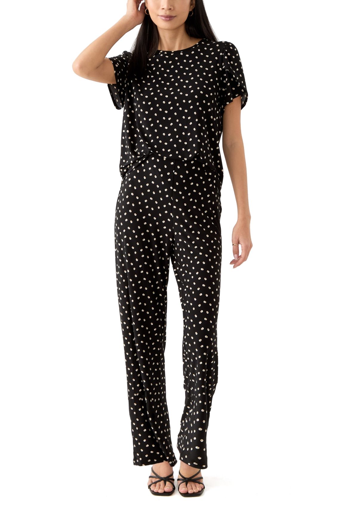 Petite Pull On Wide Leg Knit Pants