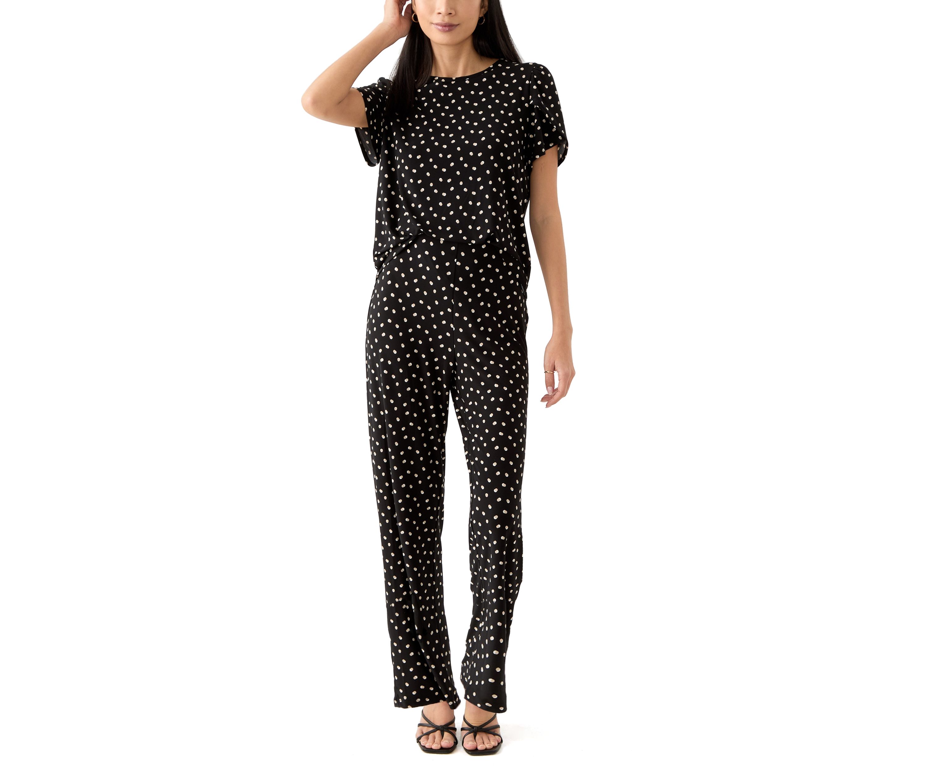 Petite Pull On Wide Leg Knit Pants