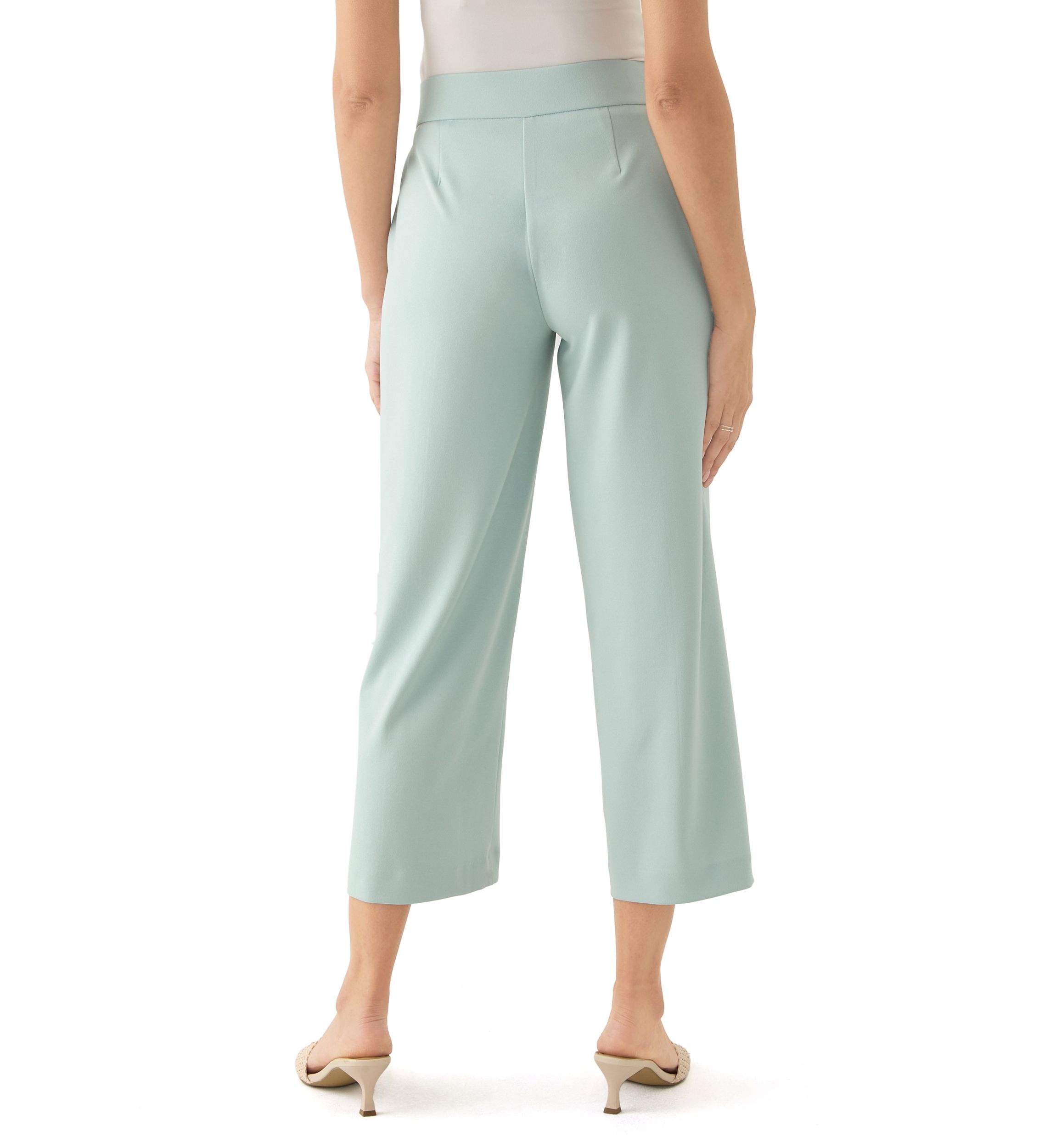 Womens Tie Front Wide Leg Cropped Pants