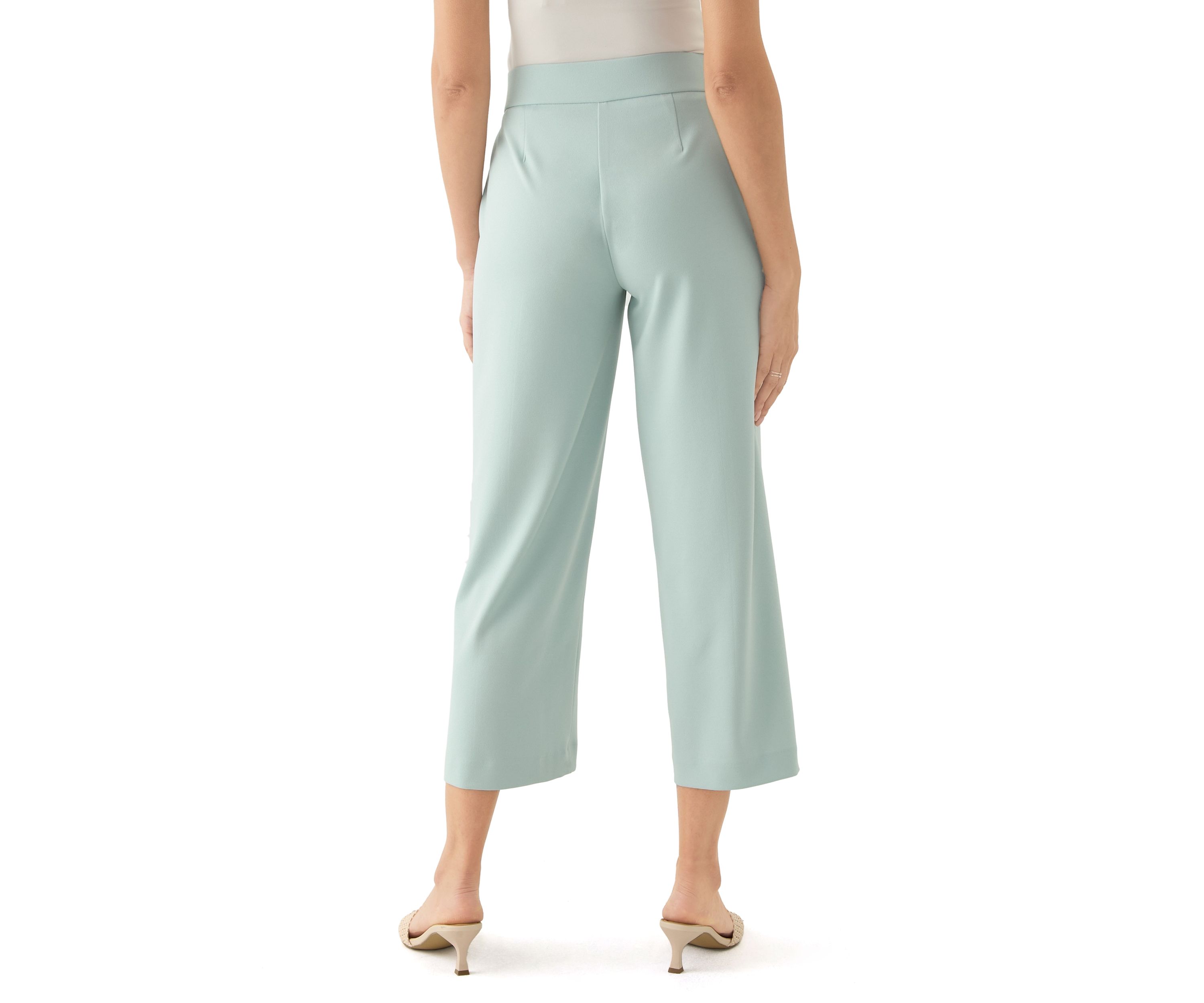 Womens Tie Front Wide Leg Cropped Pants