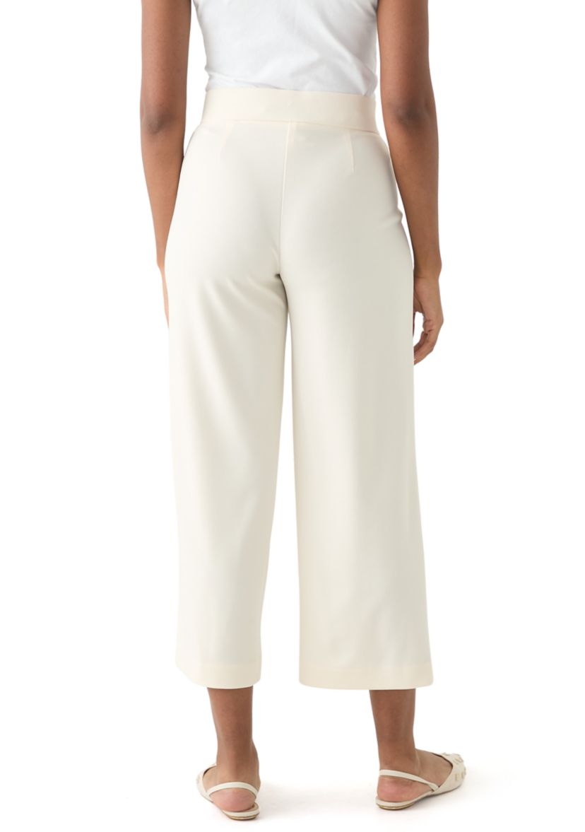 Womens Tie Front Wide Leg Cropped Pants