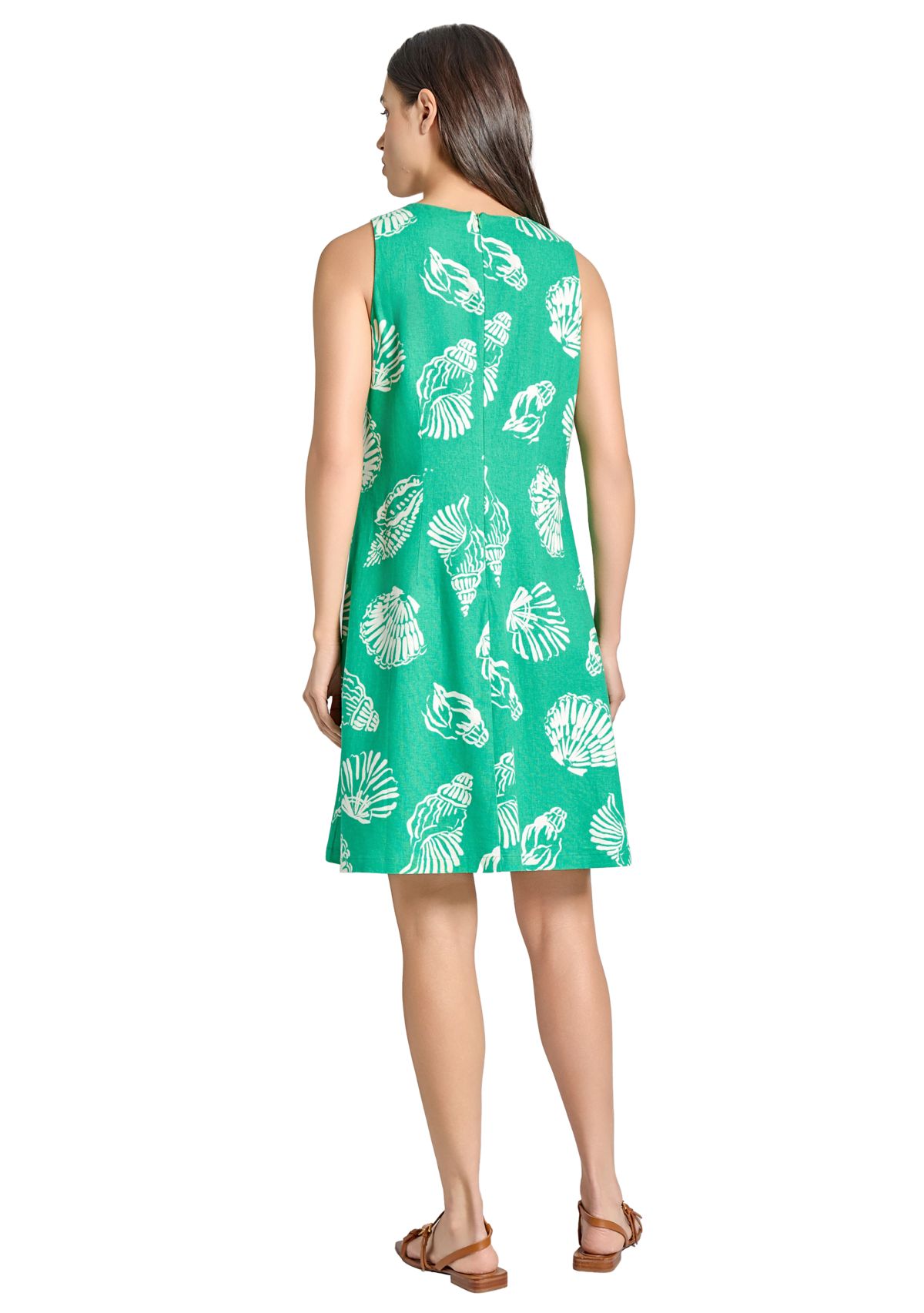 Petite Gina V-Neck Sleeveless Woven Printed Trapeze Dress