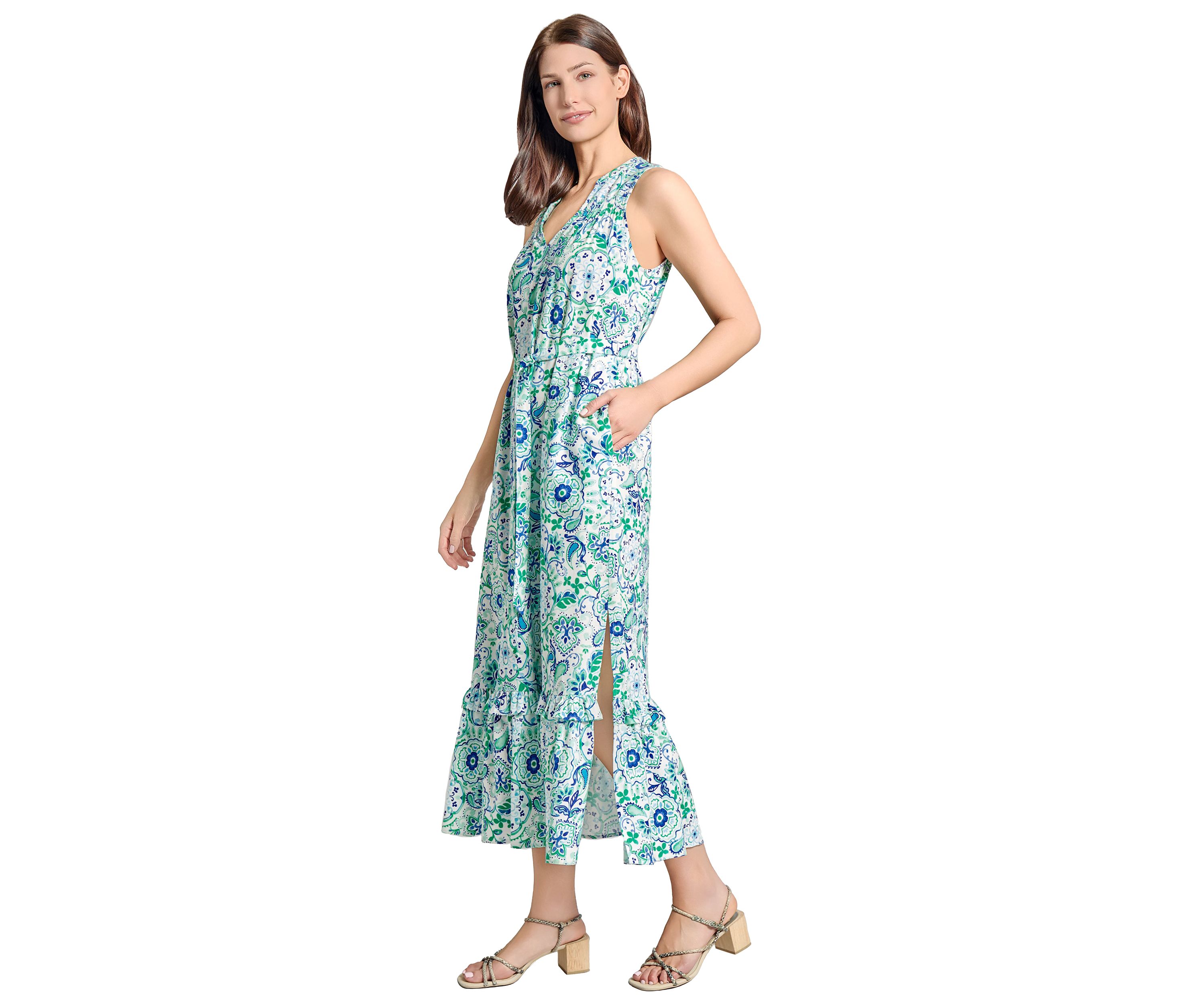Petite Smocked Yoke Tiered Maxi Dress