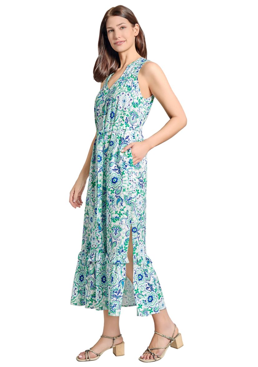 Petite Smocked Yoke Tiered Maxi Dress