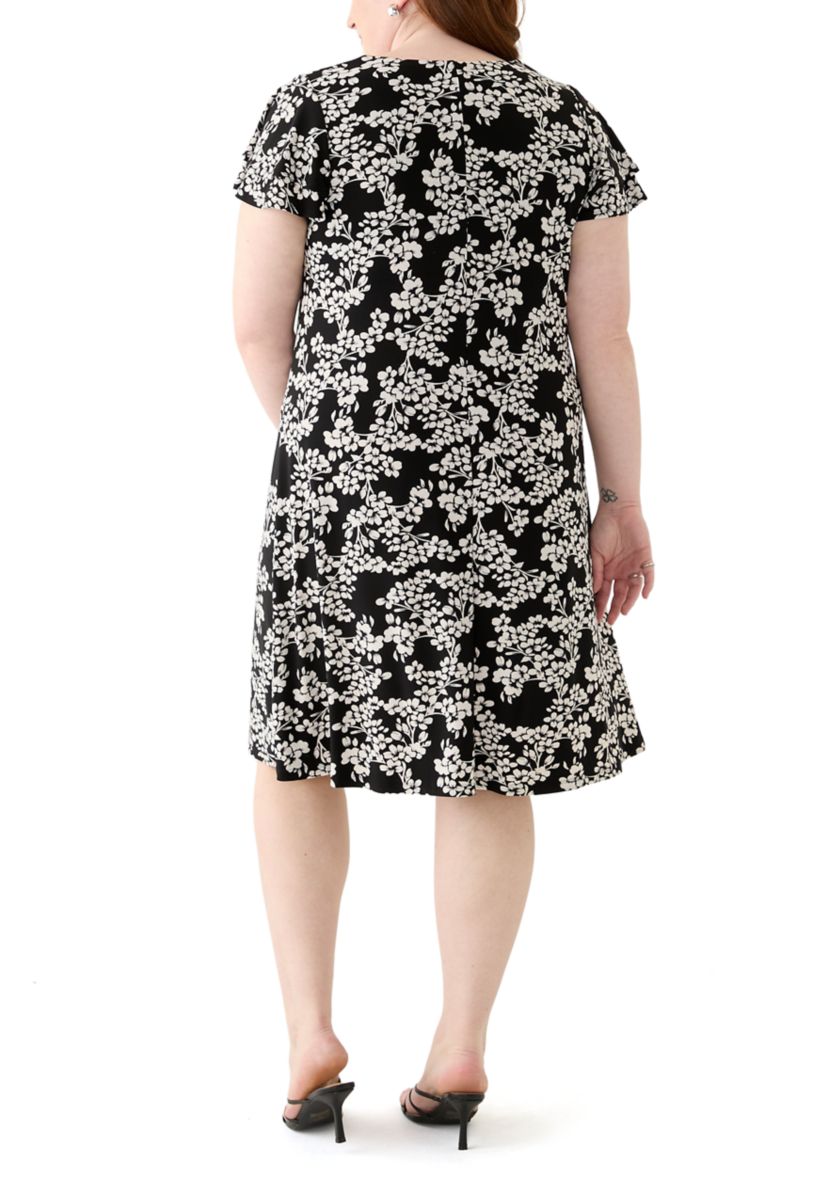 Plus Size Flutter Sleeve Knit Dress