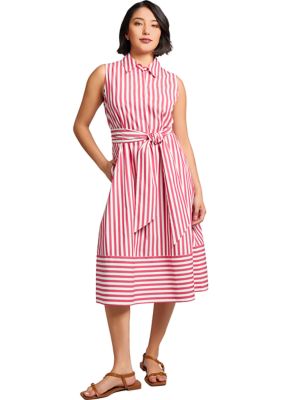 JONES NEW YORK Women's Petite Sleeveless Midi Shirt Dress with Bottom Band