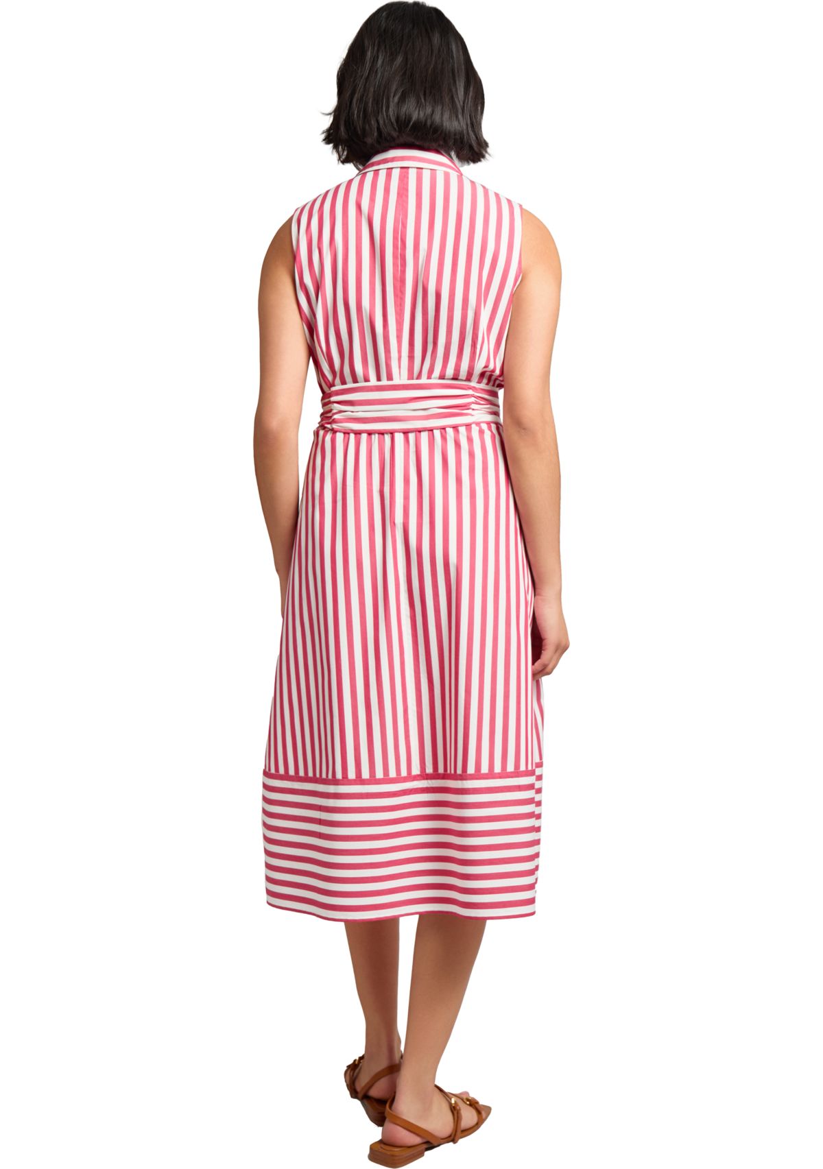 Petite Sleeveless Midi Shirt Dress with Bottom Band 