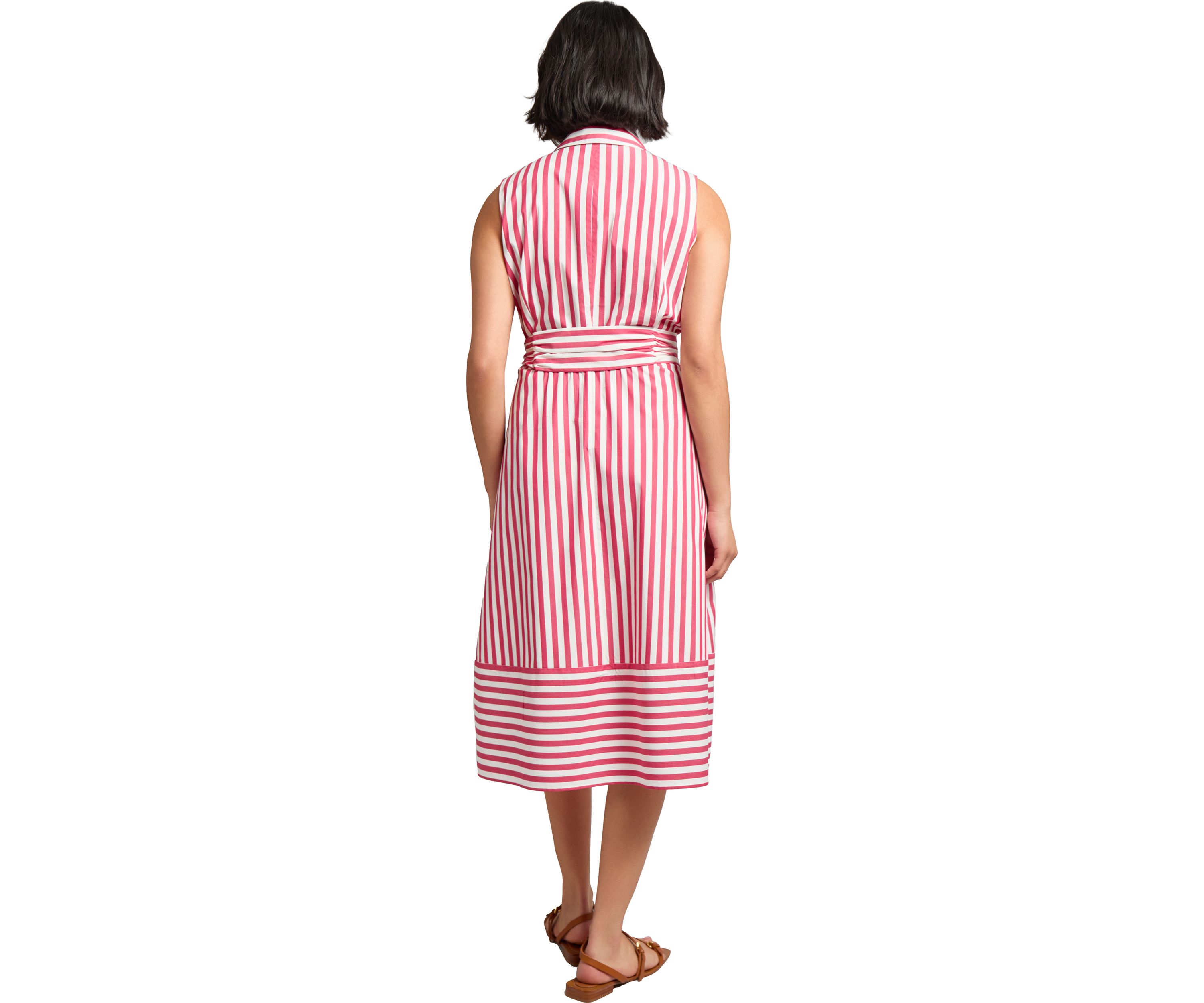 Petite Sleeveless Midi Shirt Dress with Bottom Band 