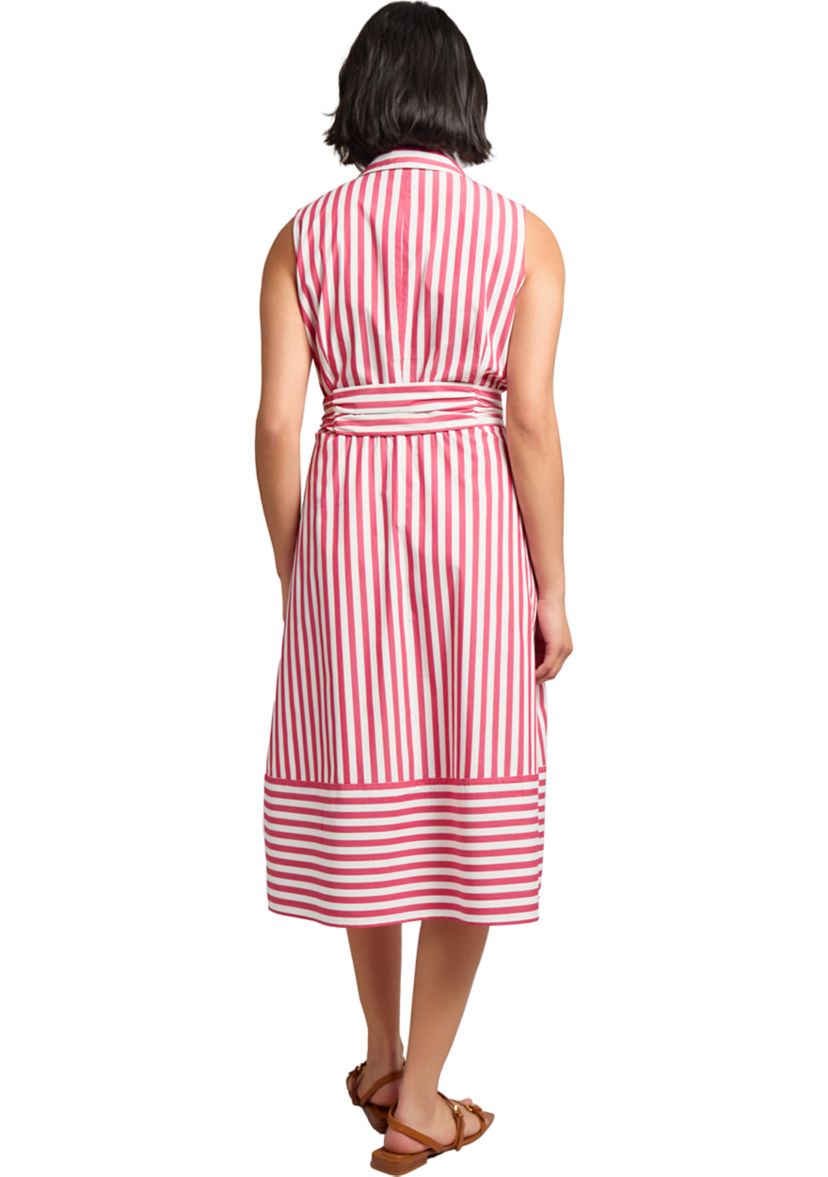 Petite Sleeveless Midi Shirt Dress with Bottom Band 